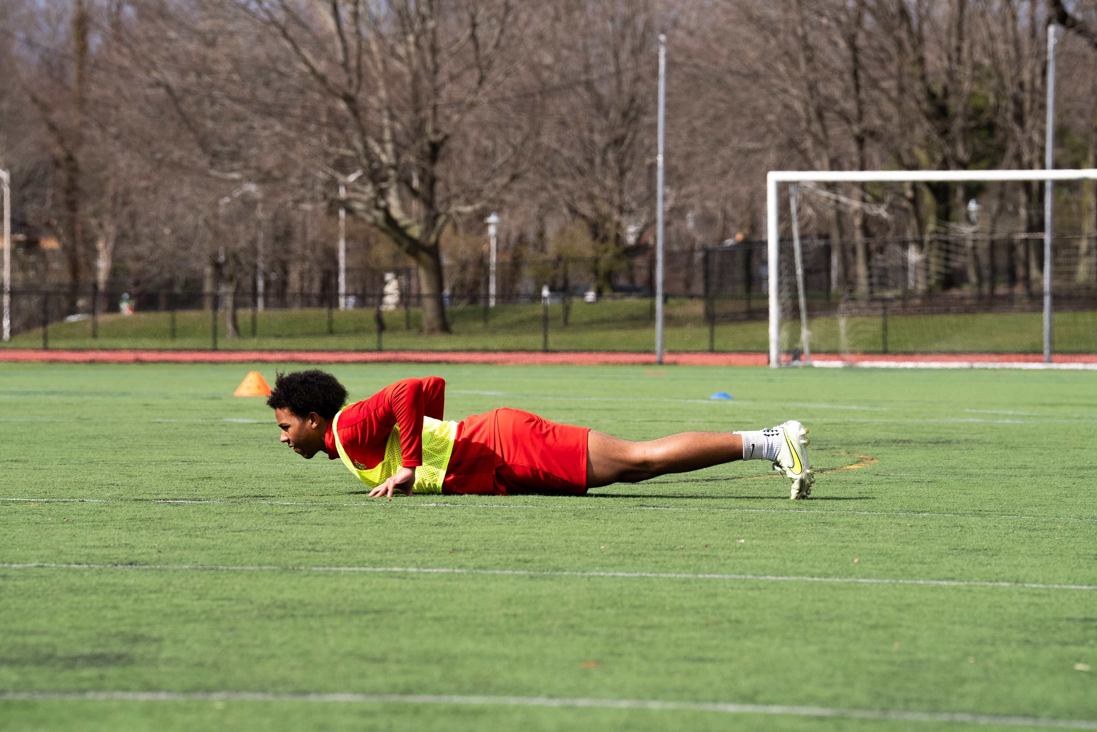 Justin Jean Louis doing punishment push-ups, he kind of looks like a grasshopper - Stony Brook, NY 4/4/2024
