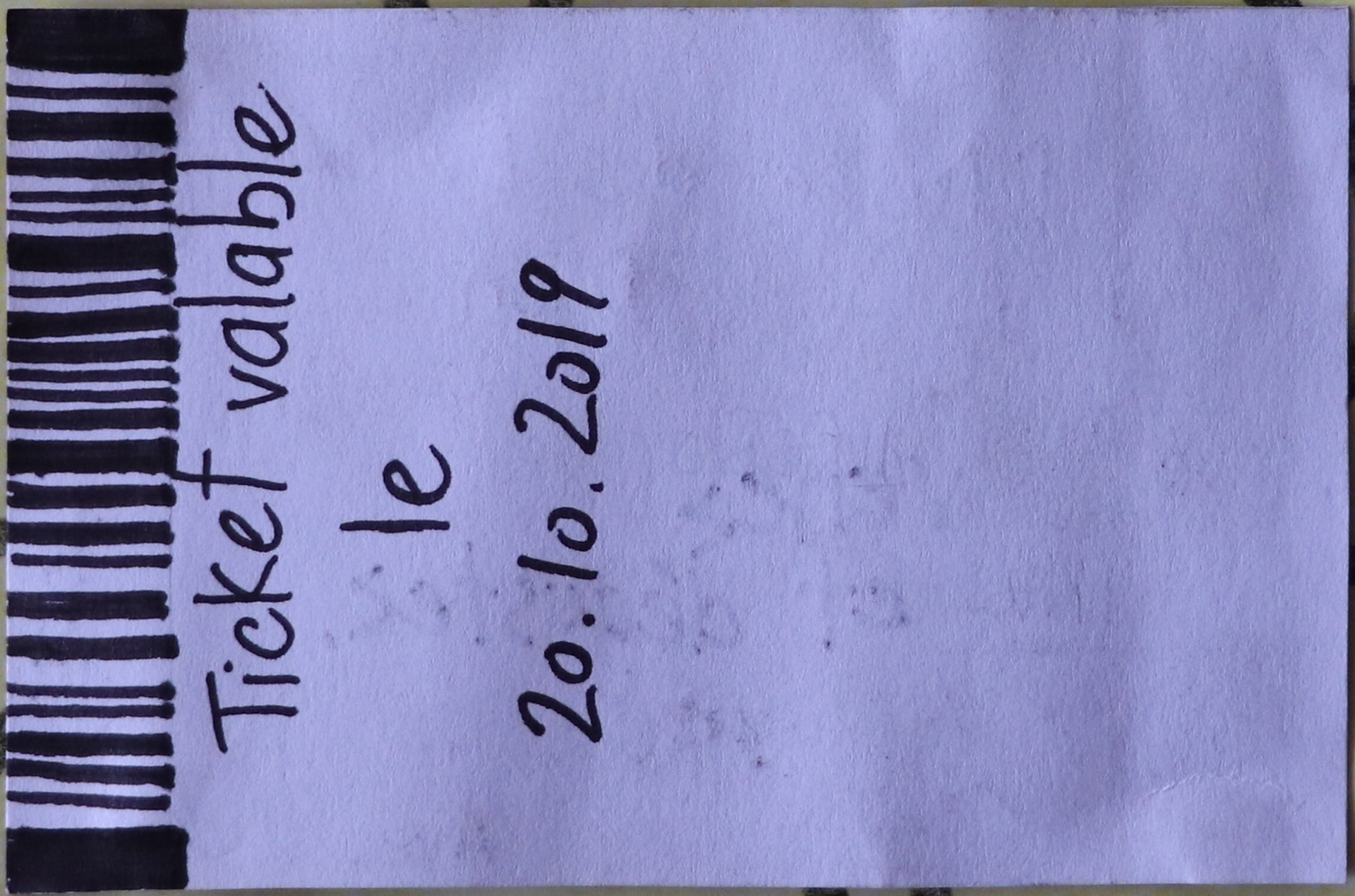 Ticket d'entrée Verso