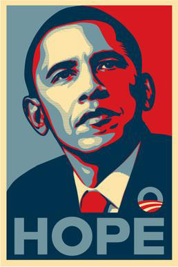 "Hope" représentant Barack Obama par Shepard Fairey