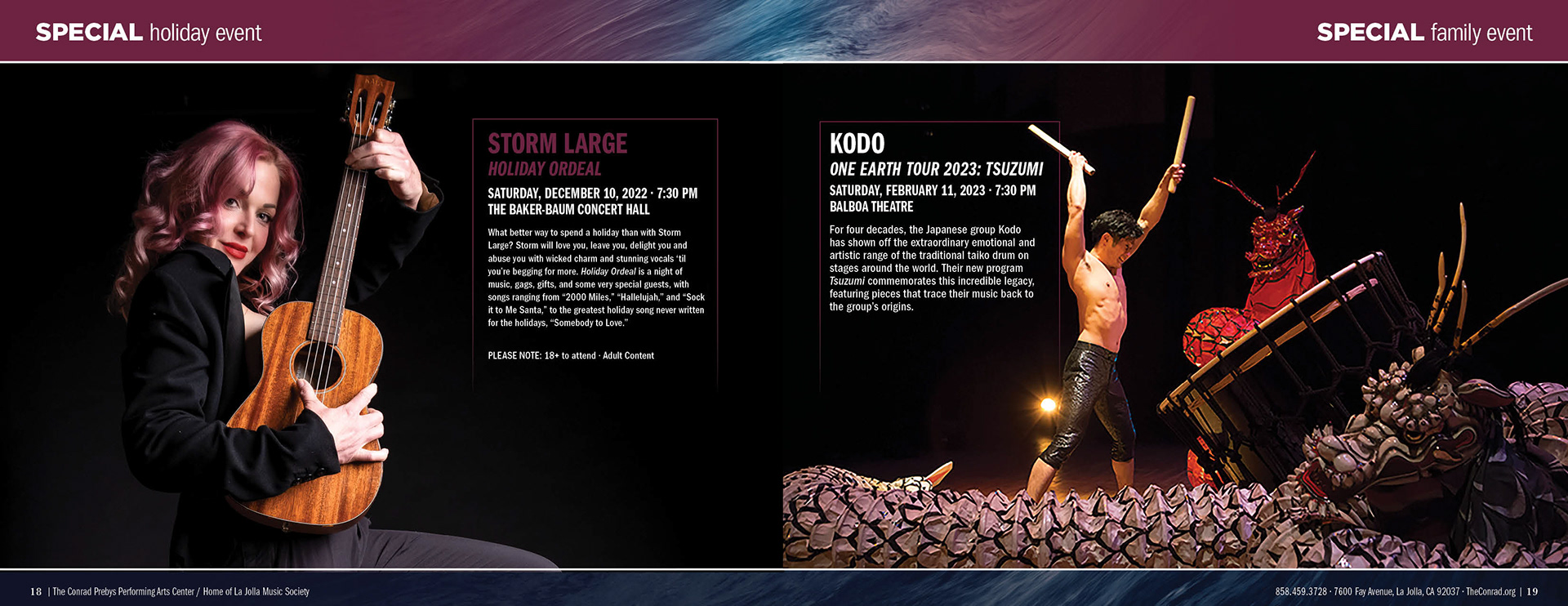 Two Page Spread for Artists Featured in Holiday Events