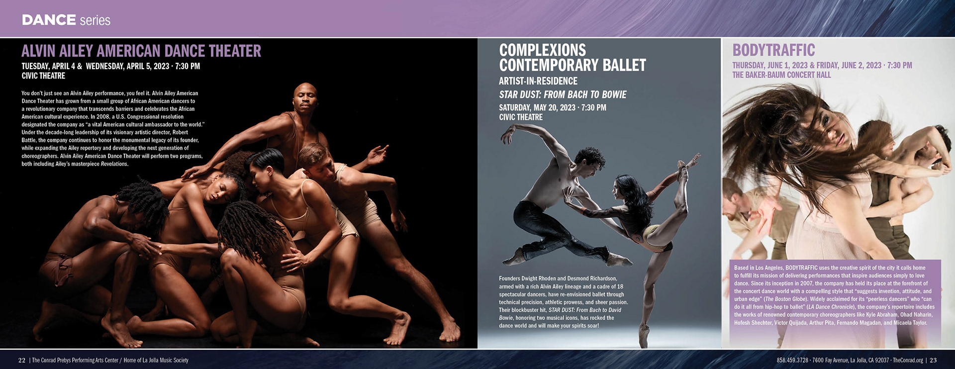 Two Page Spread for Dance Companies