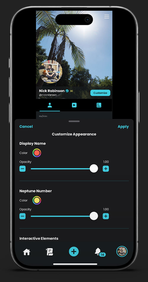Sliders and color pickers