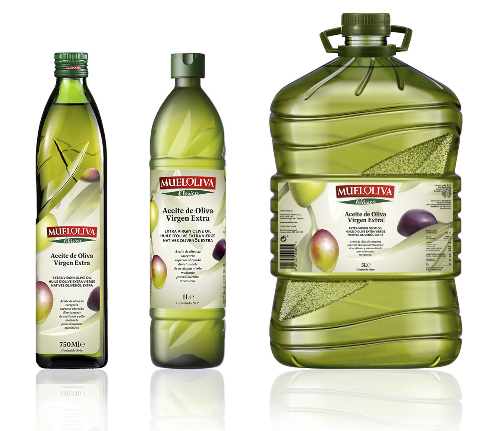 Mueloliva range (PET bottle and glass bottle)