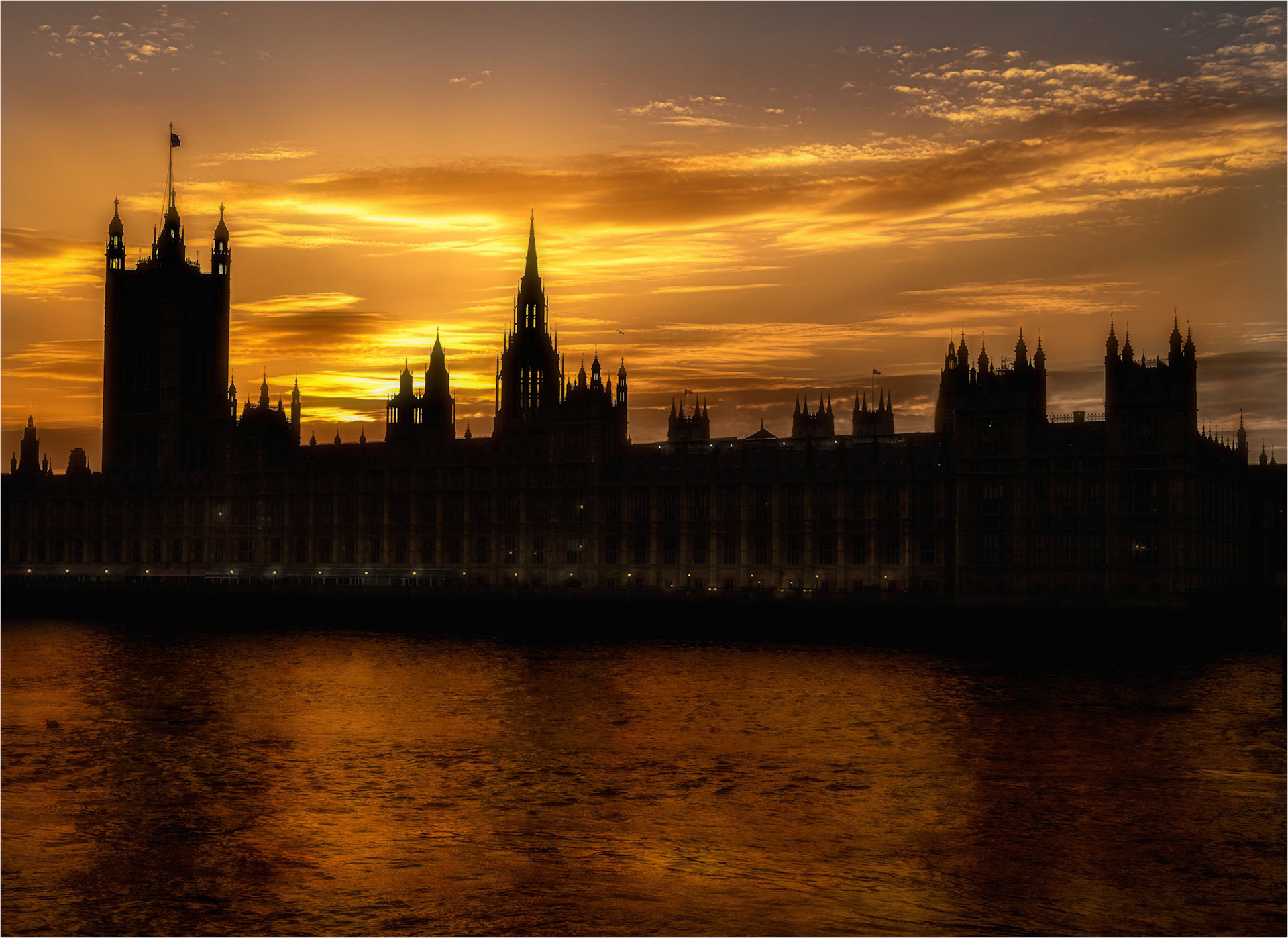 Houses of Parliament Dramatic Sunset