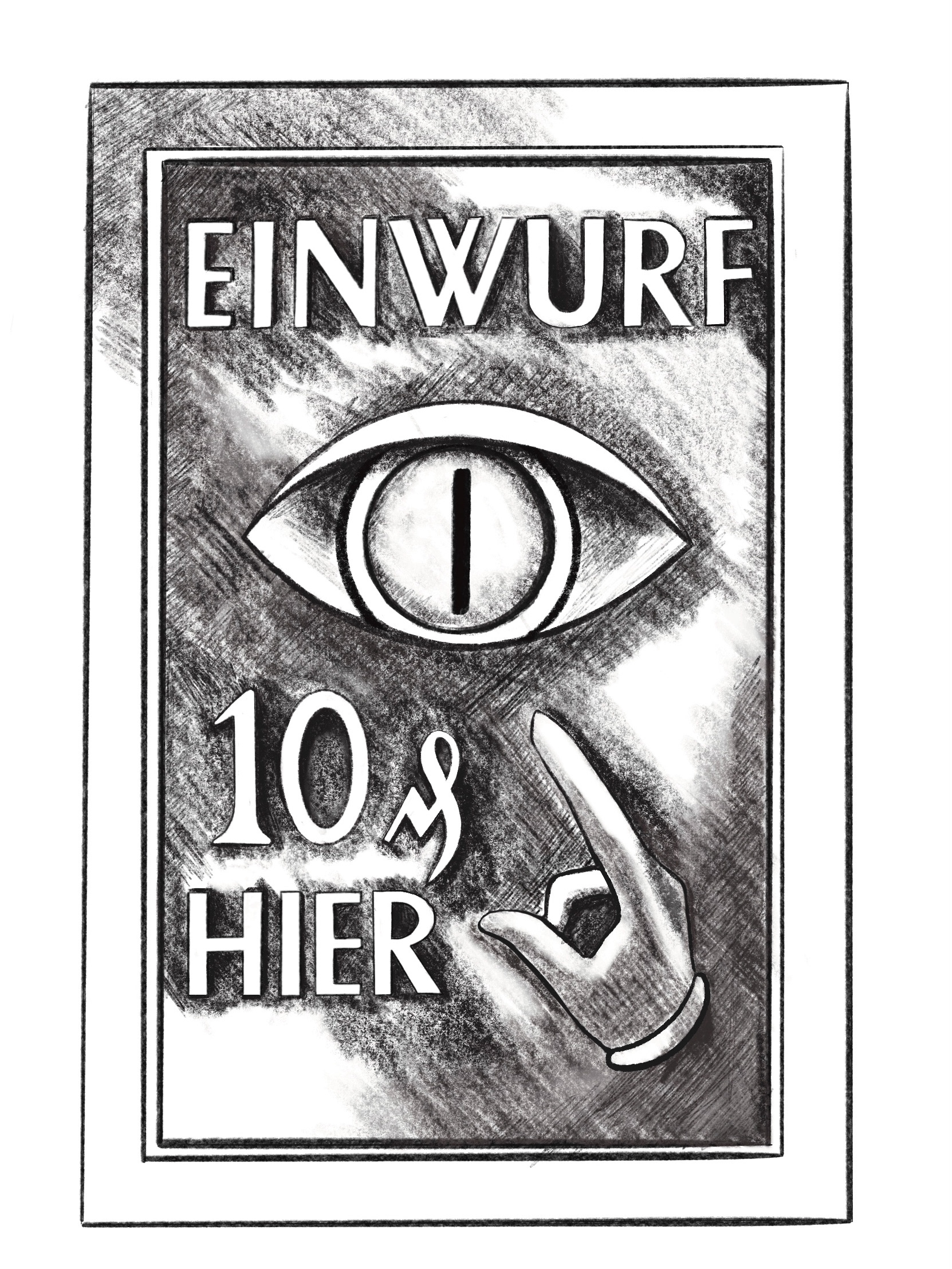 Entwurfsskizze für einen Münzeinwurfschlitz des Wahrsageautomaten Madame Luna