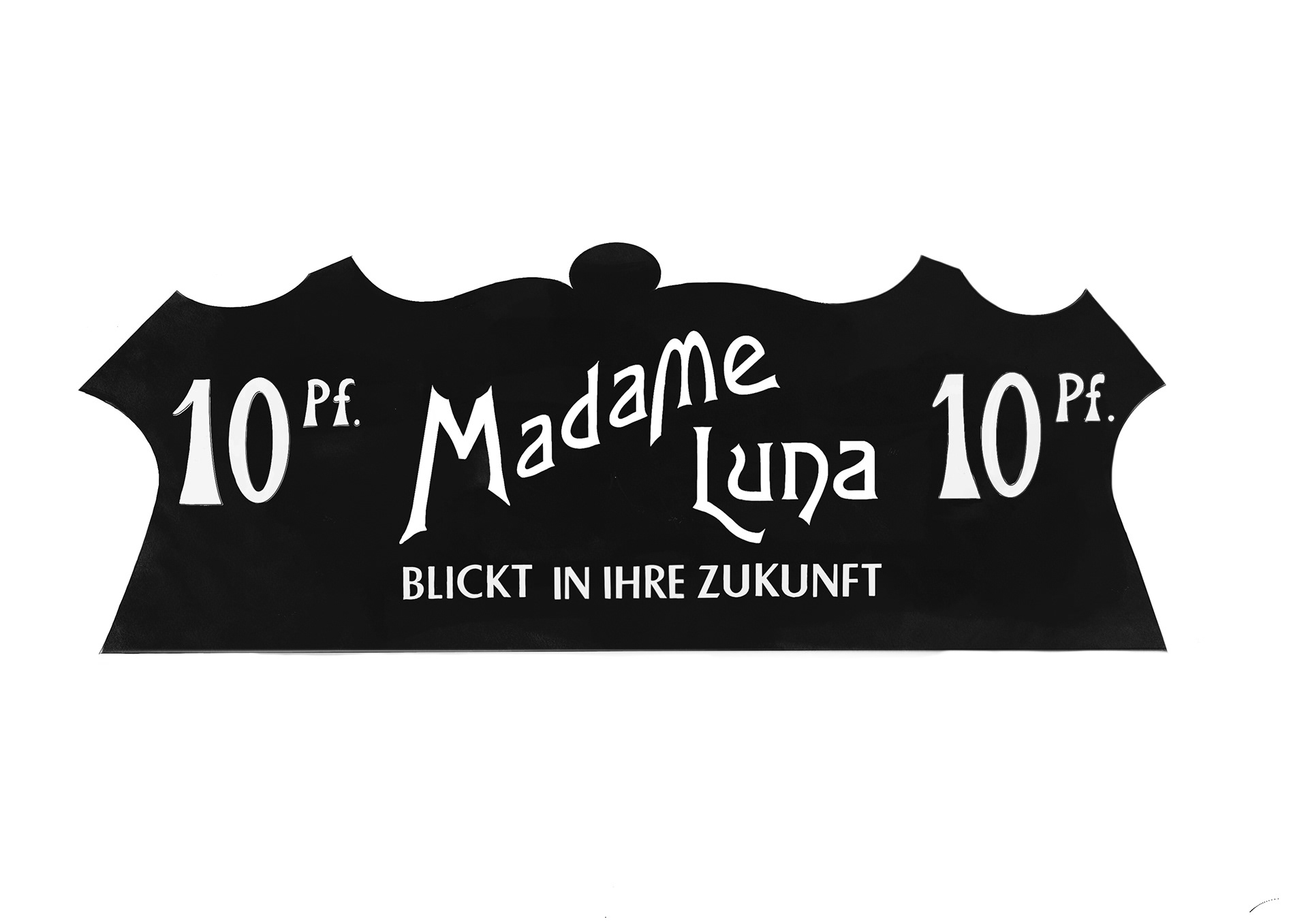 Entwurfsskizze für das Schild des Wahrsageautomaten Madame Luna