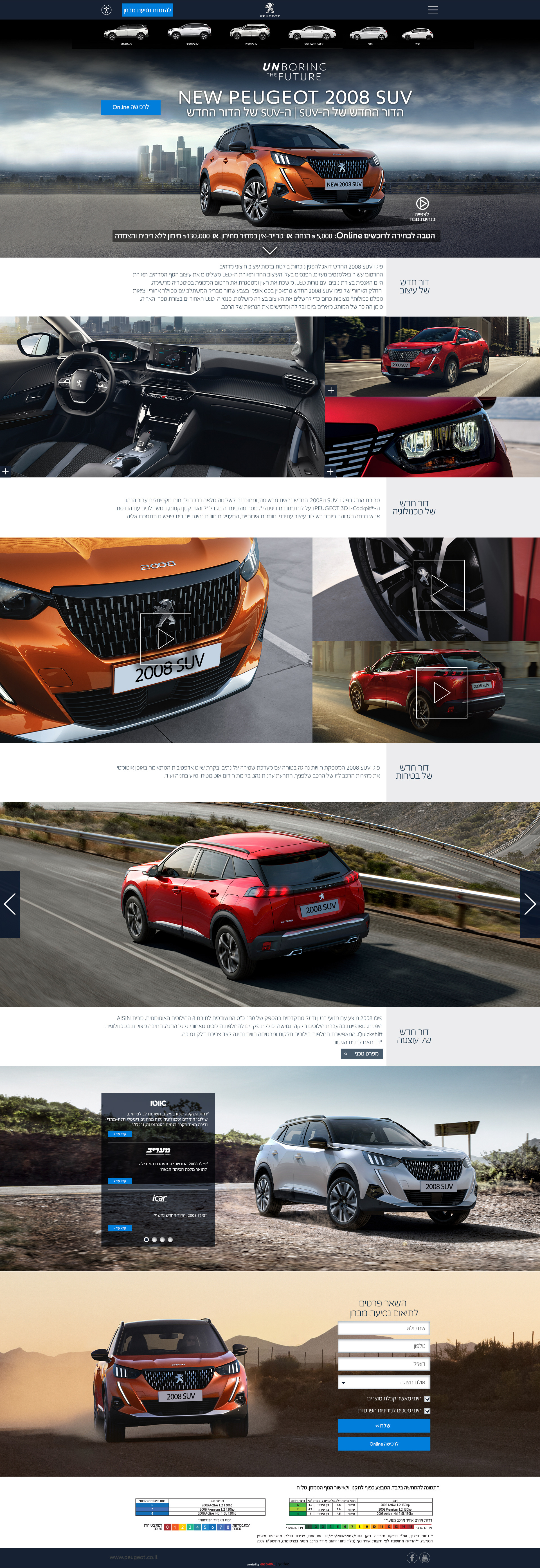 The full landing page I created for the Peugeot 2008