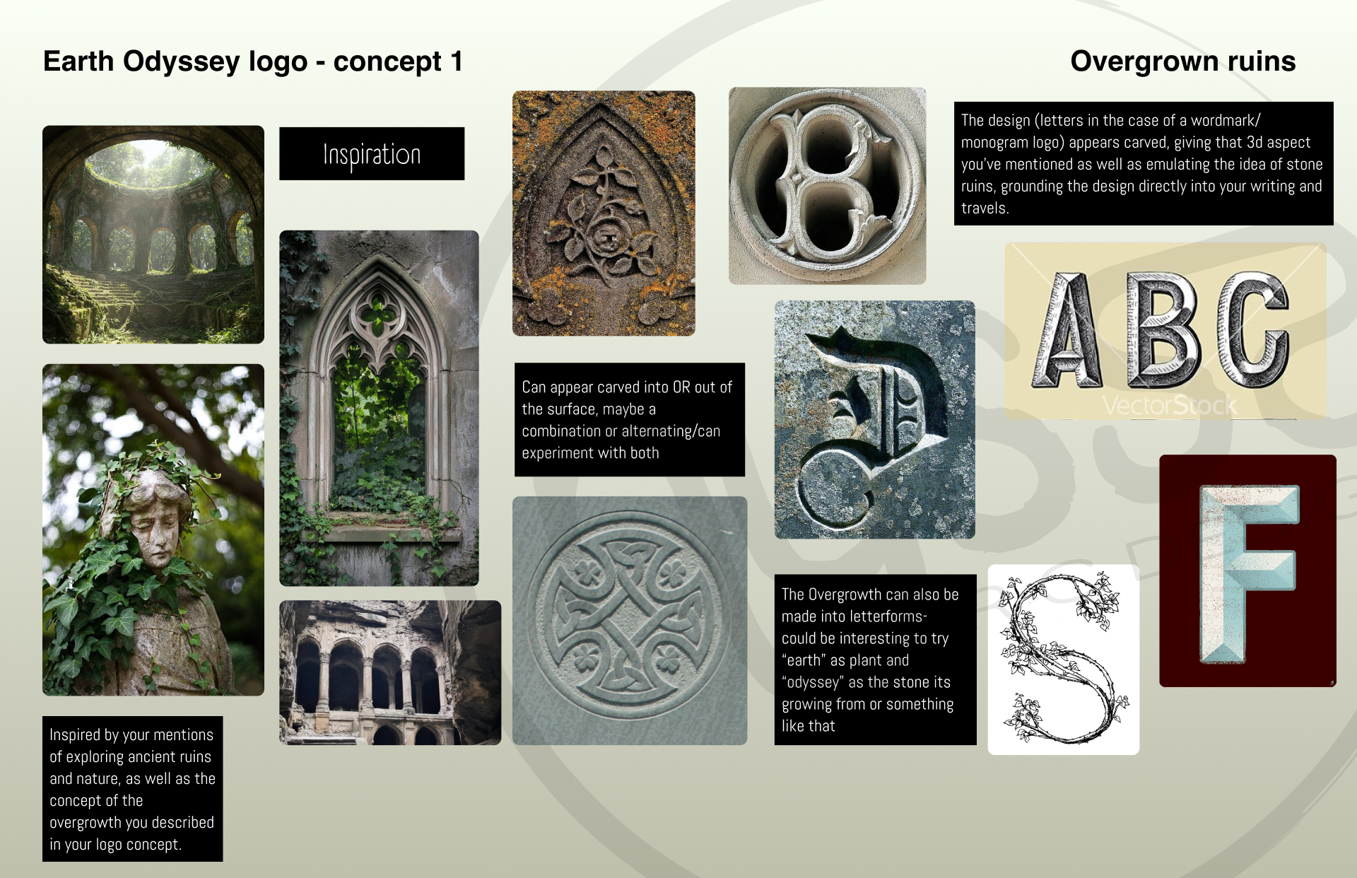 Concept 1 moodboard - overgrown ruins