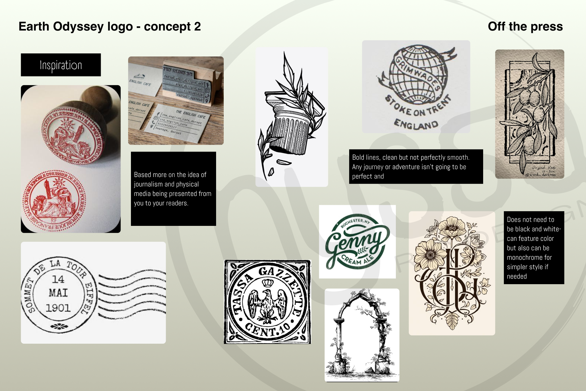 Concept 2 moodboard - off the press