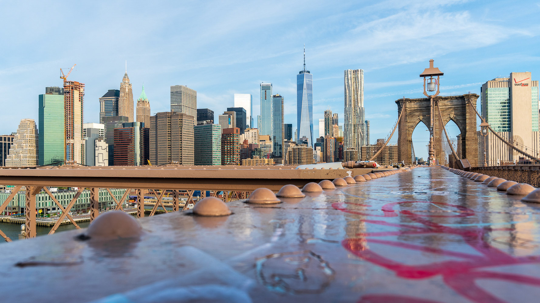 Manhattan Skyline from the top of the Brookly Bridge- NYC Vacation 