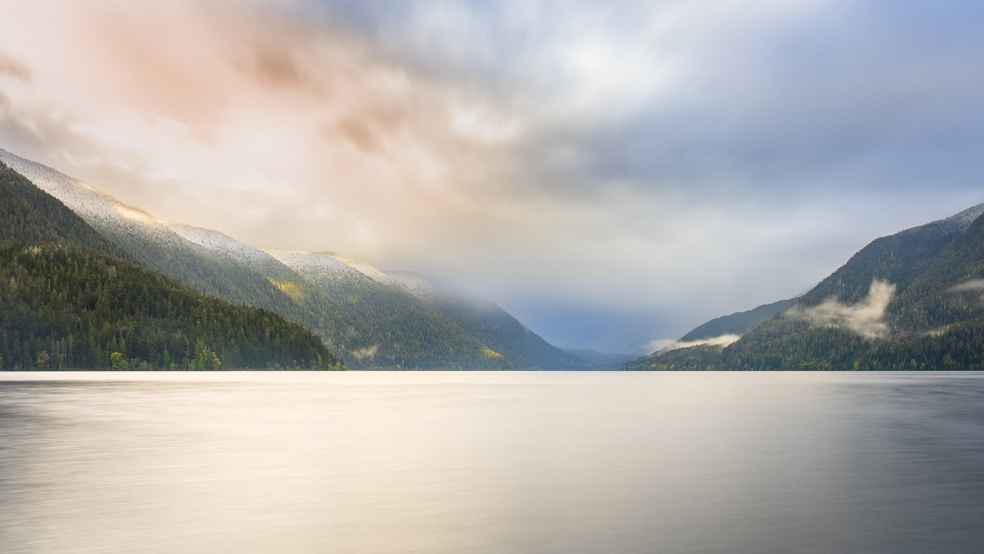 Snow and Light at Sunrise - Lake Crescent Olympic National Park, WA