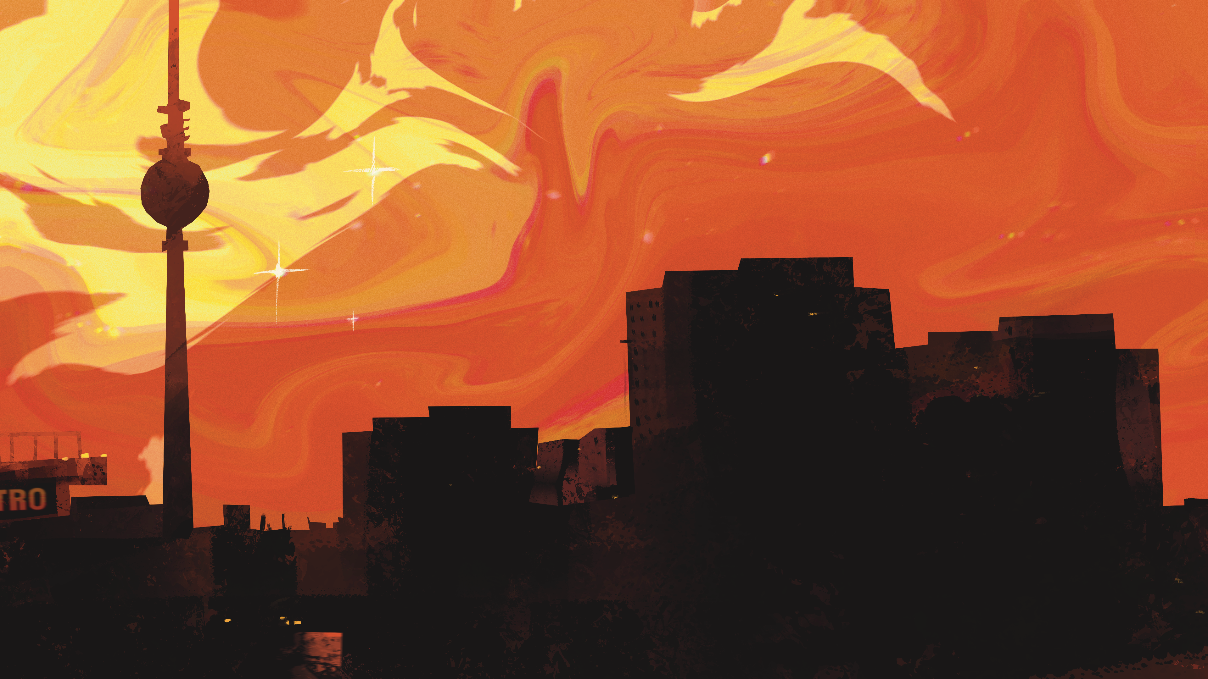  by lucy methner, environment concept art of berlin in summer from the visual development project caliente