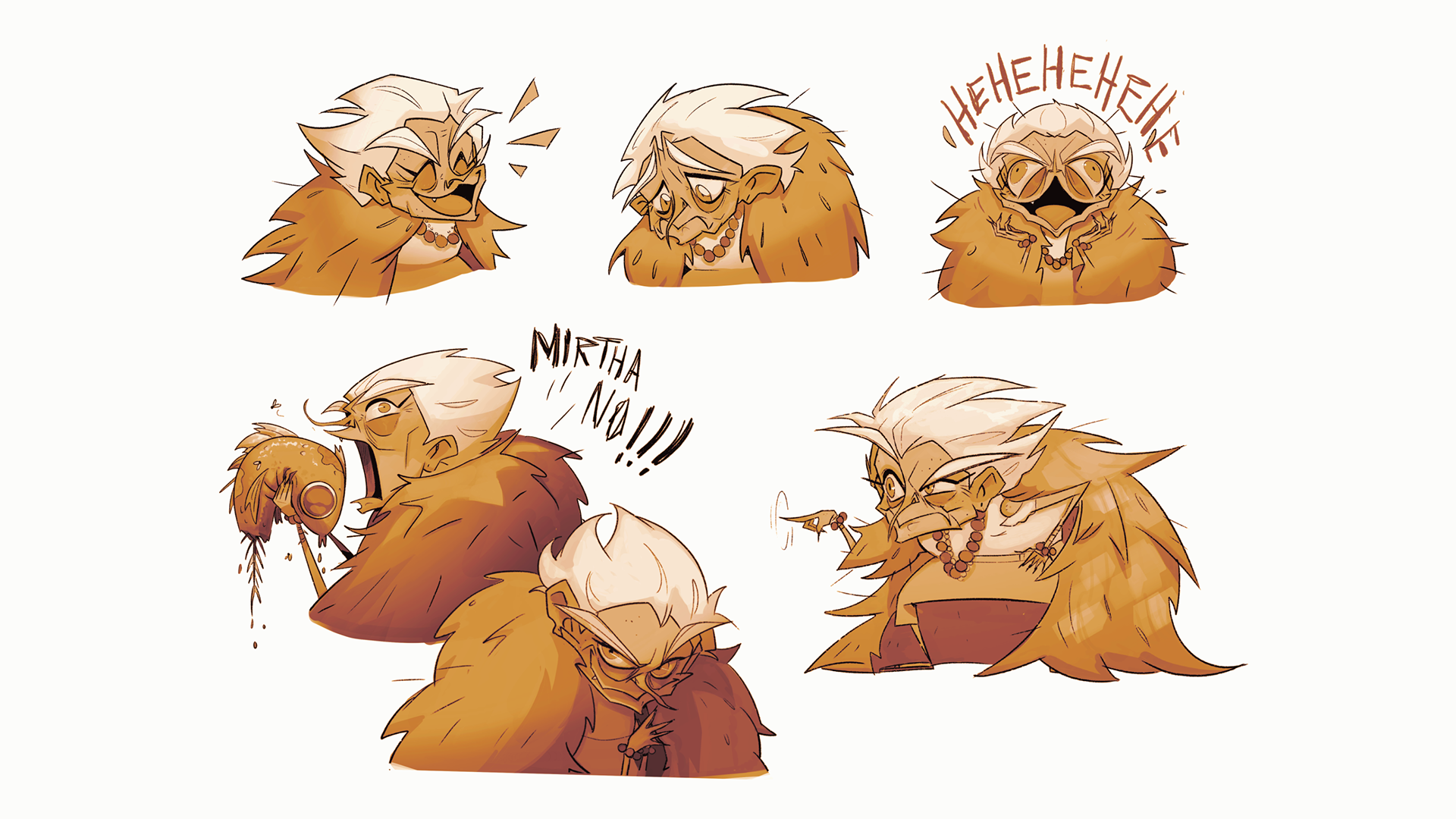 character design emotions of mirtha, emote sheet
