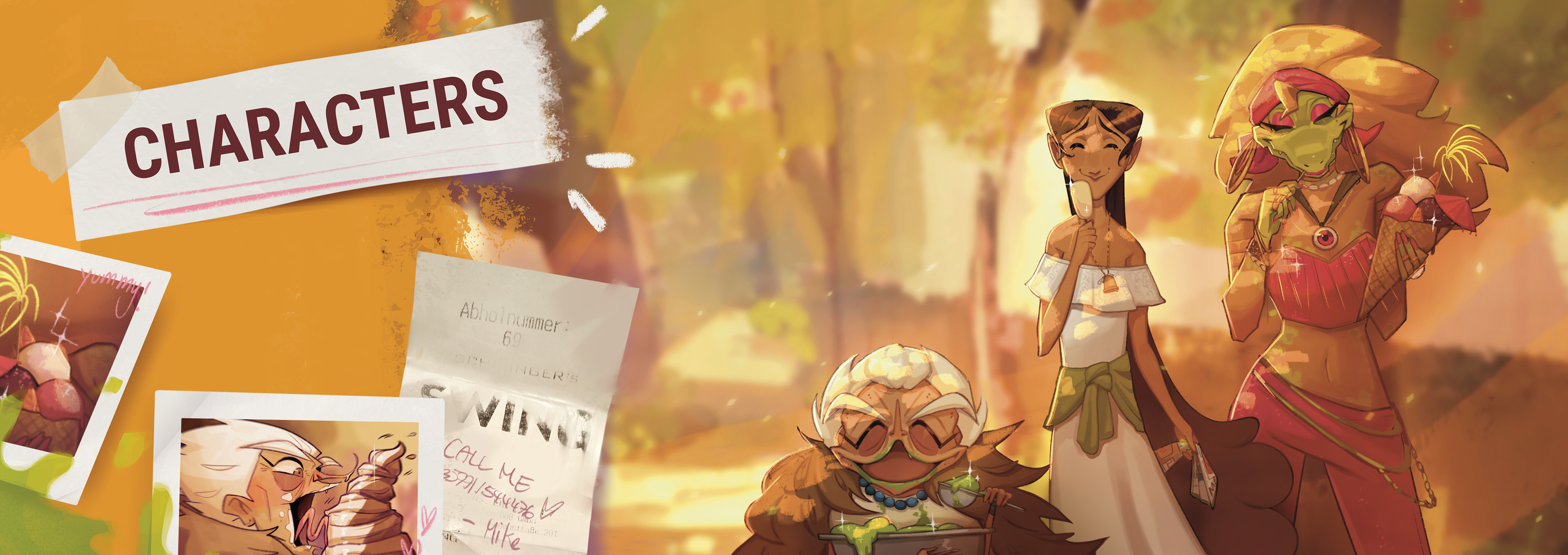 concept art by lucy methner, showing the 3 main characters, layout design, near the Spree in Berlin