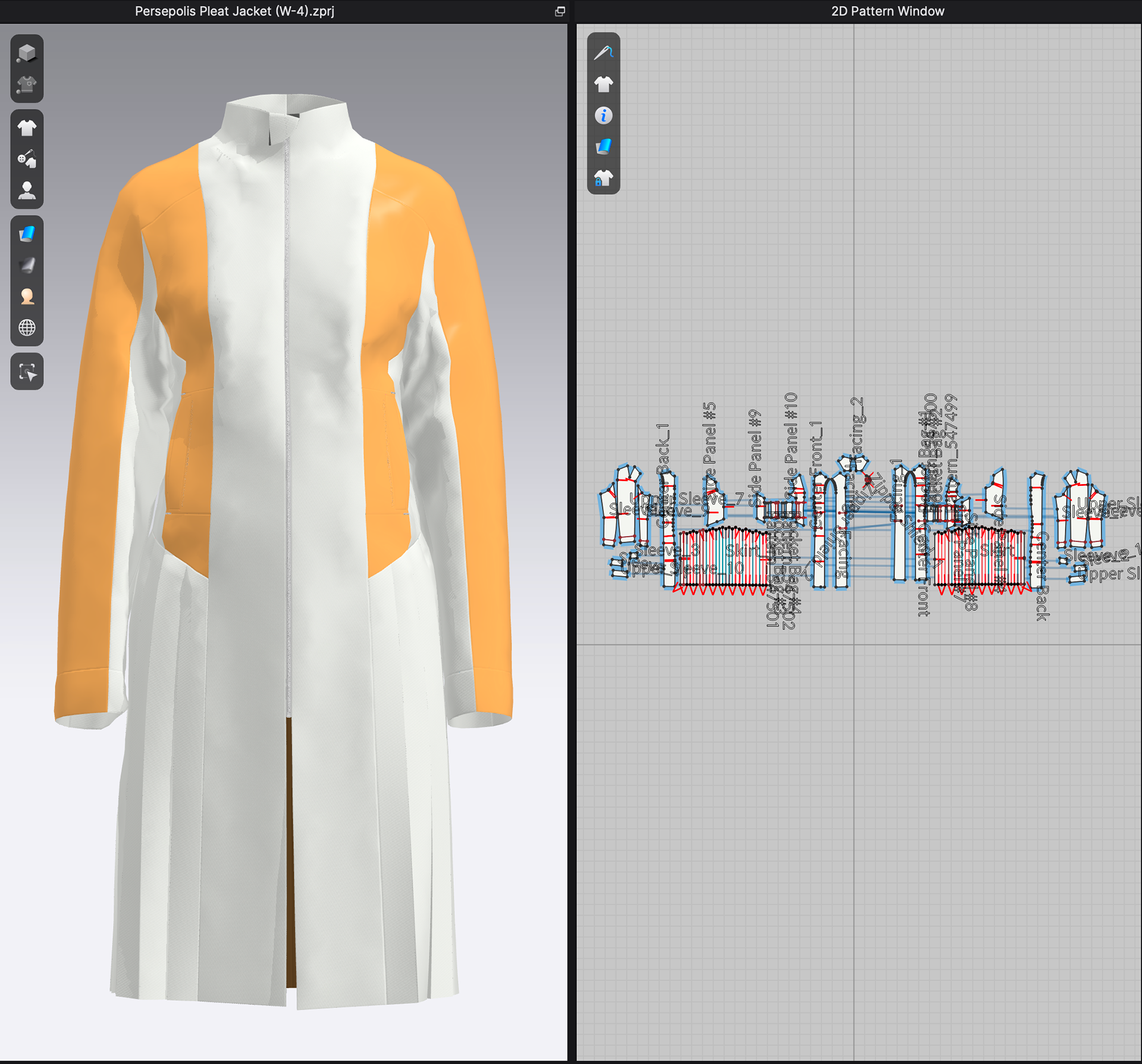 3D & 2D View of pattern in CLO3D