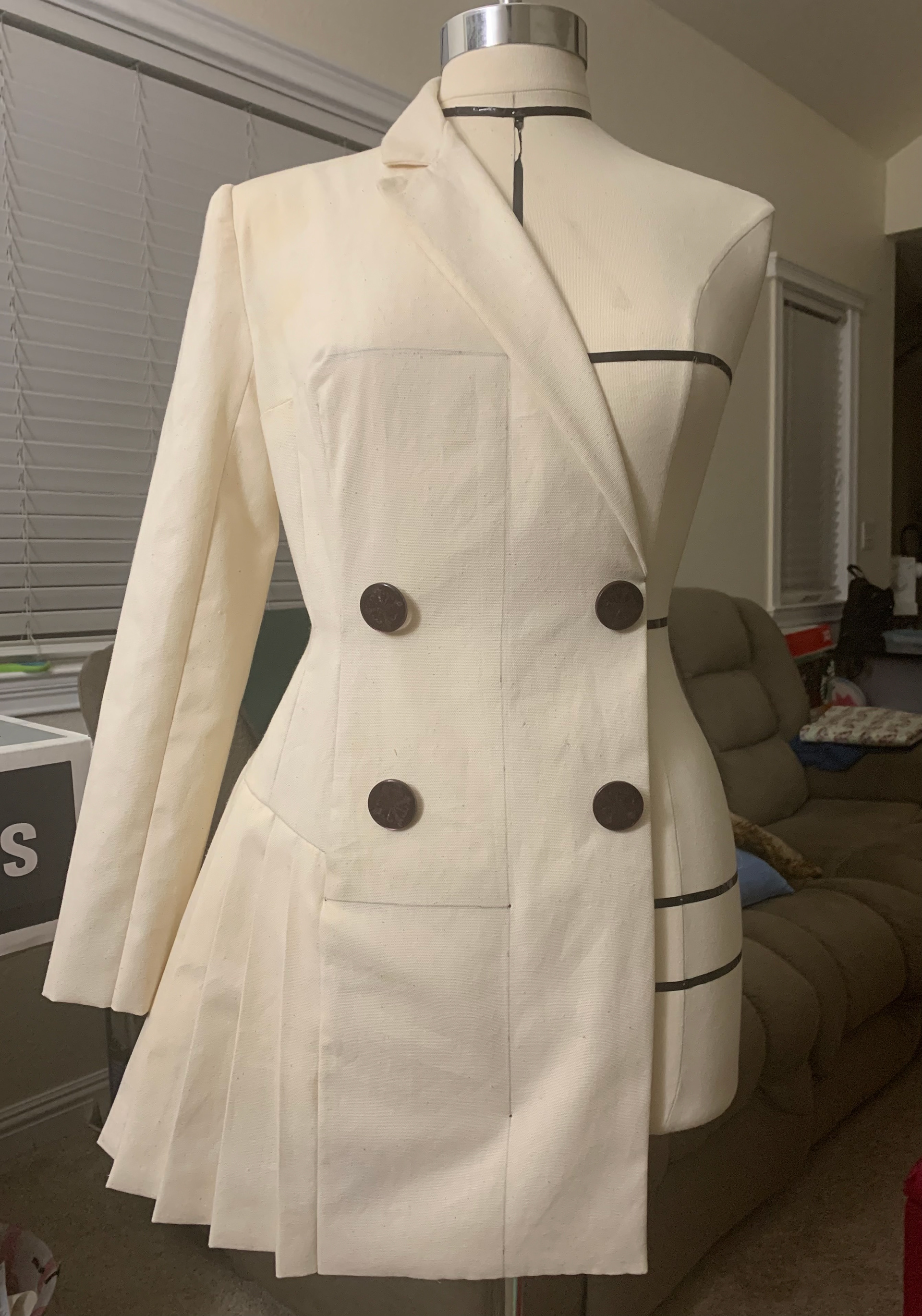 Pleated Blazer Muslin front