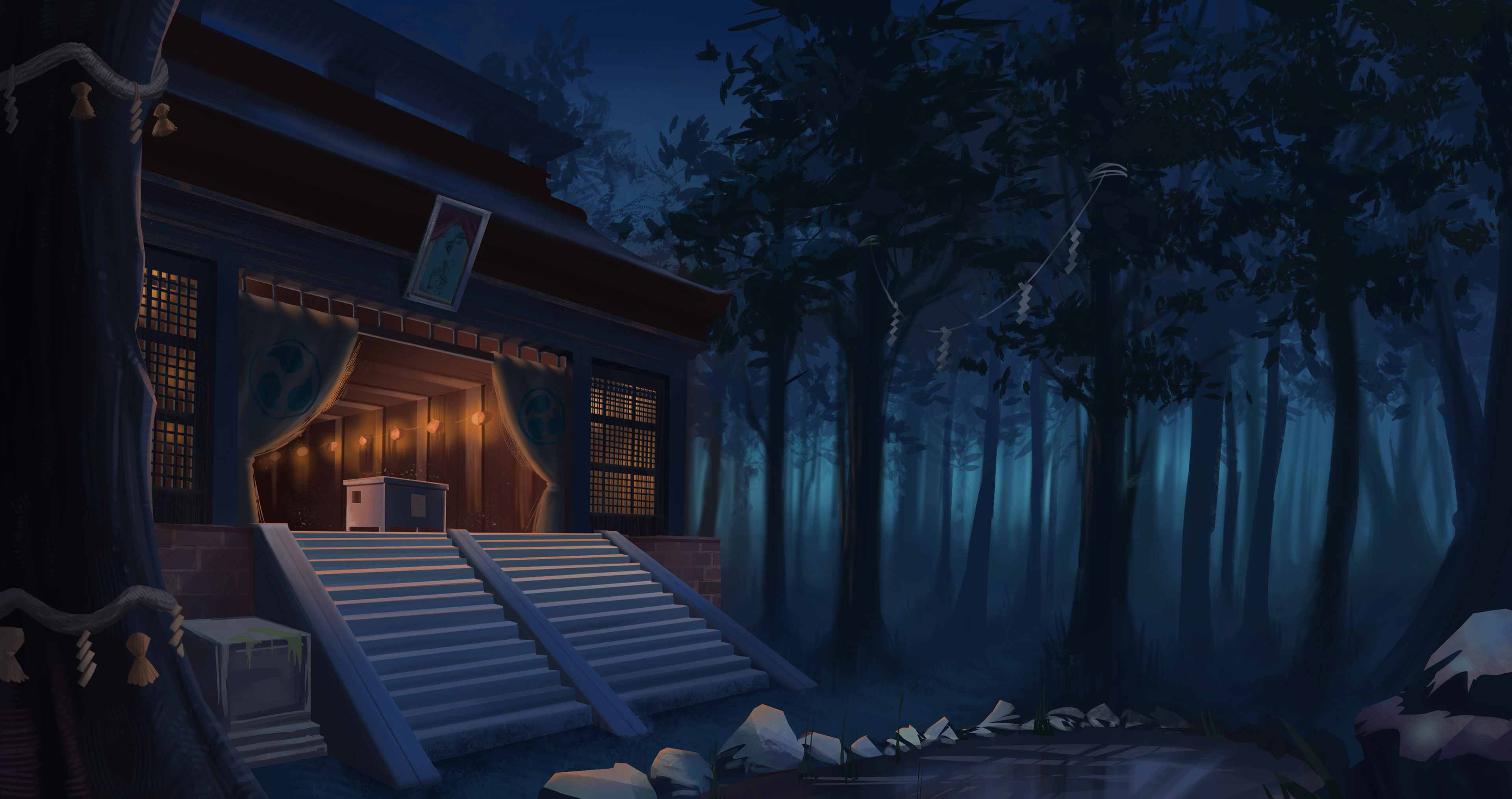 Temple Exterior Night