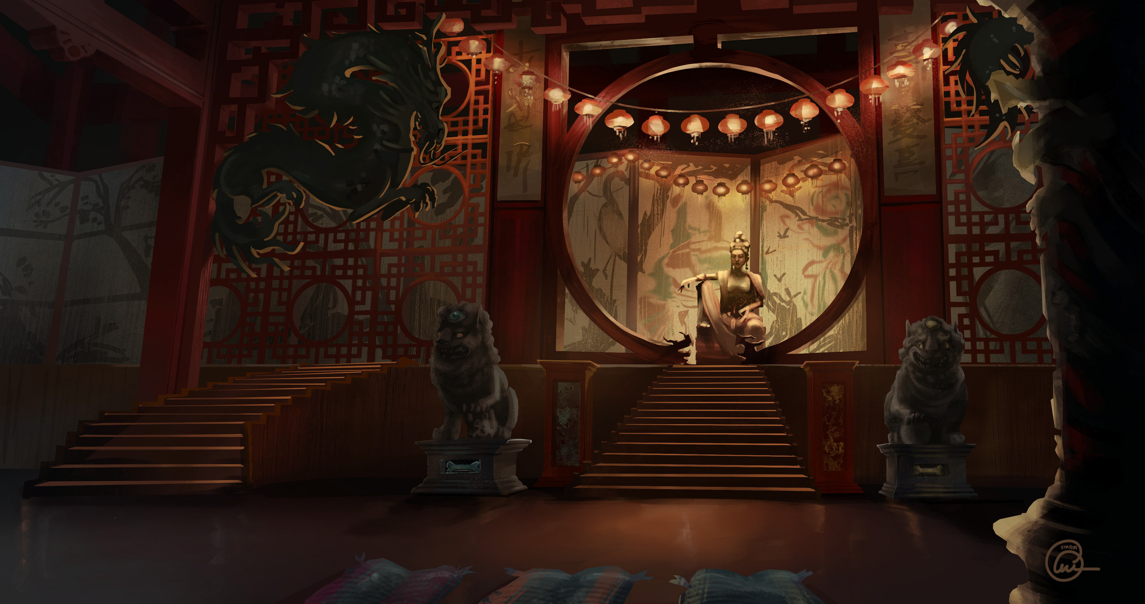 Temple Interior Night