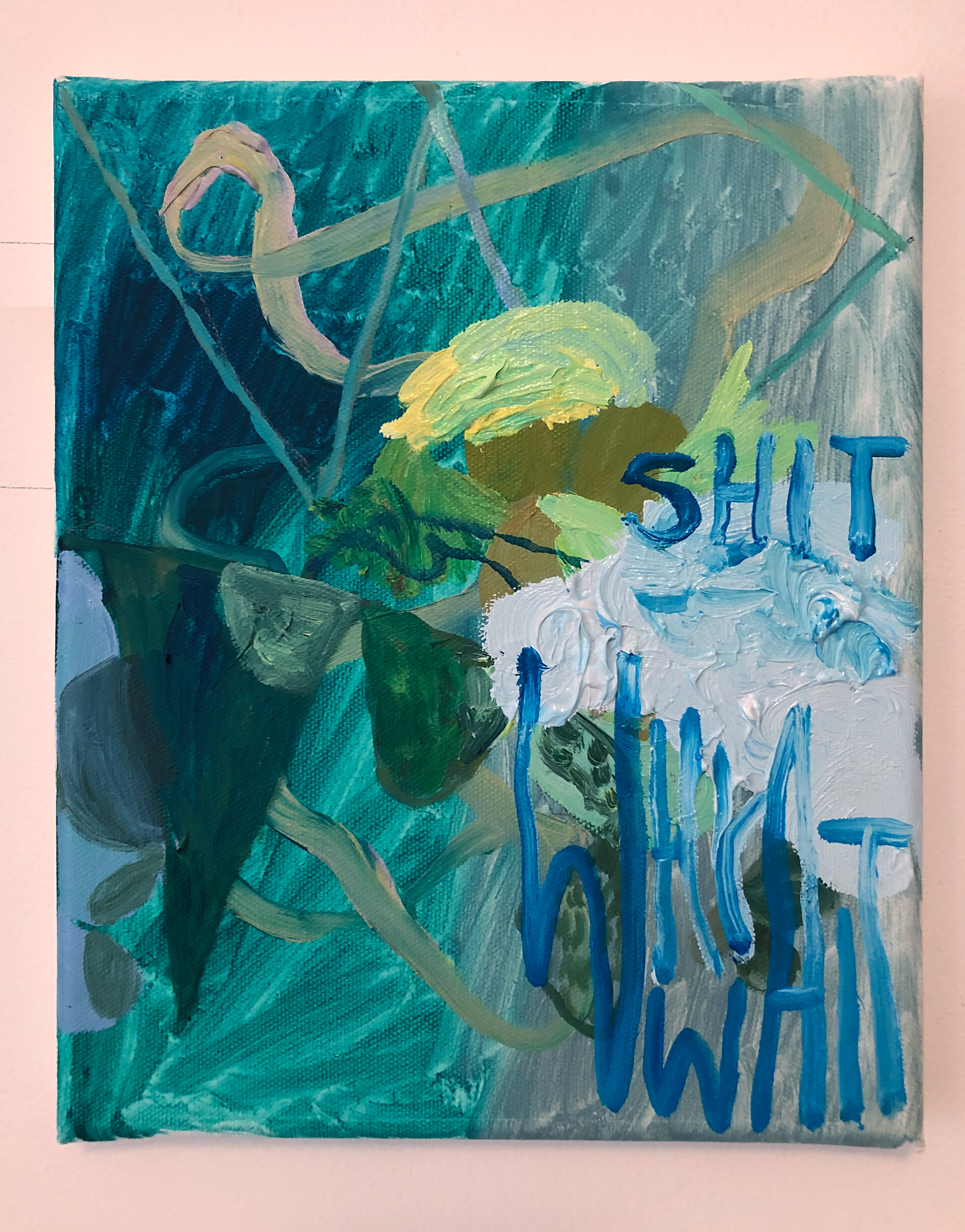 Shit why wait, oil on linen , 22 x 27 cm, 2021