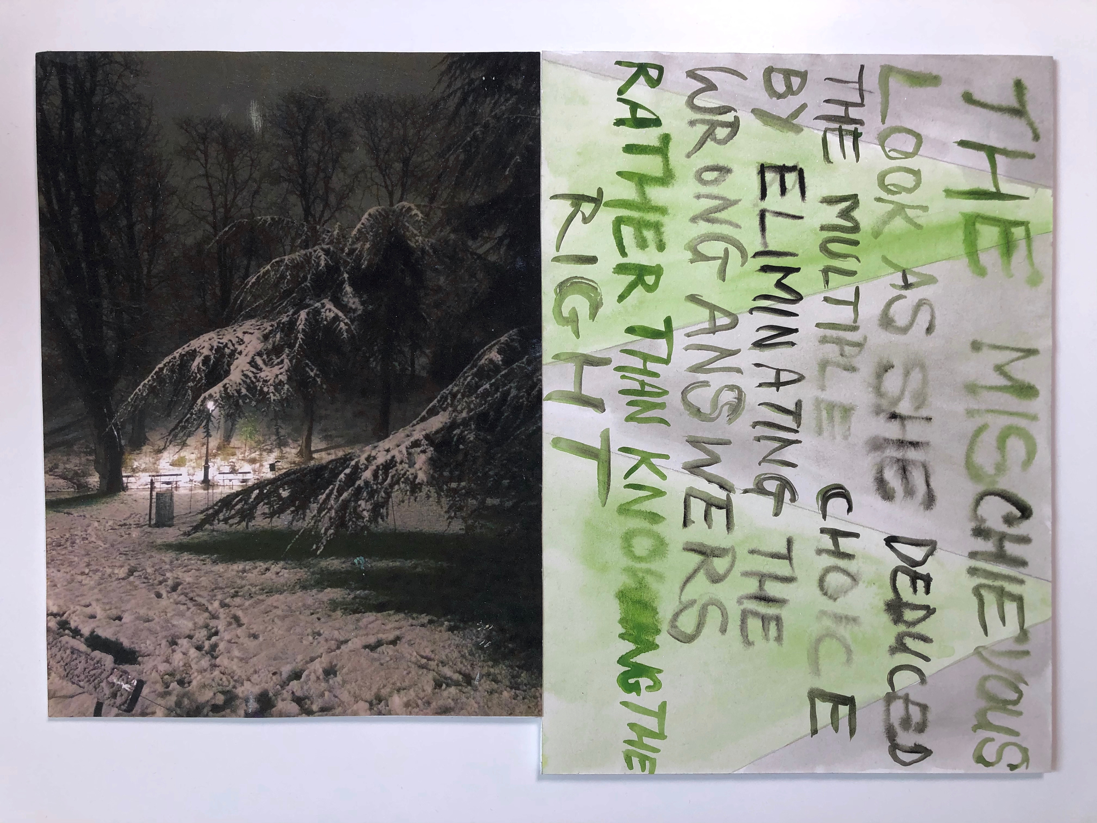 She deduced the multiple choice, inkjet and gouache, pencil on paper. 41 x 29 cm, 2019 Sold (150 euros)