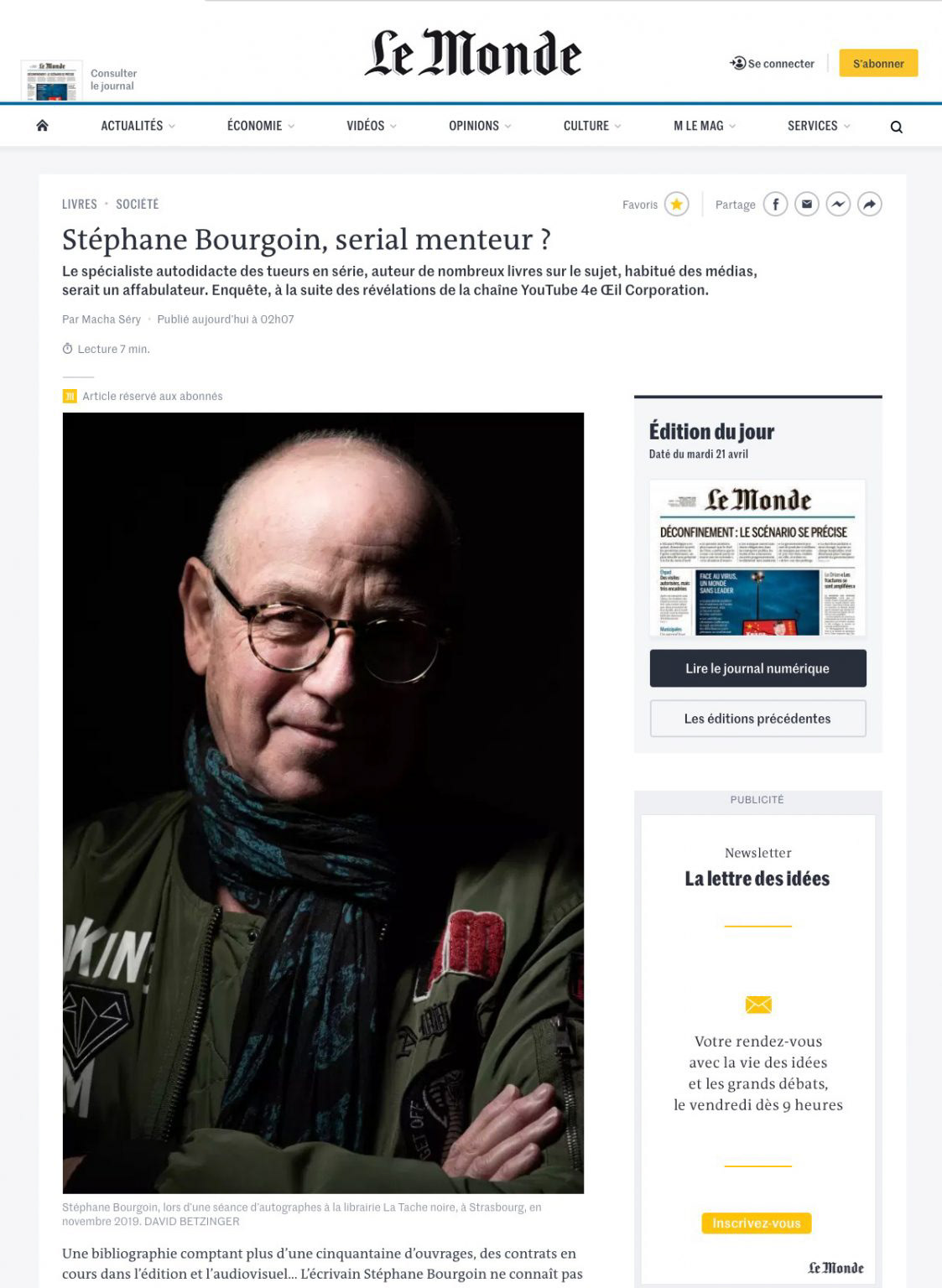 Le Monde – Avril 2020 – [web]