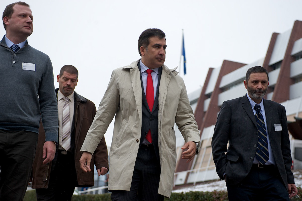 Mikheil Saakachvili, président de la Géorgie en visite au Conseil de l’Europe (Strasbourg, 2013)