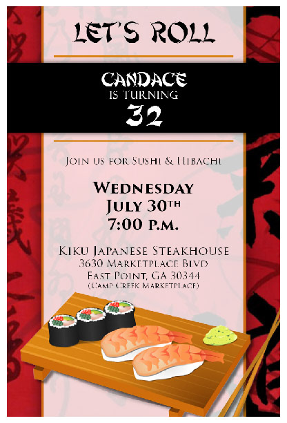 Sushi birthday invite