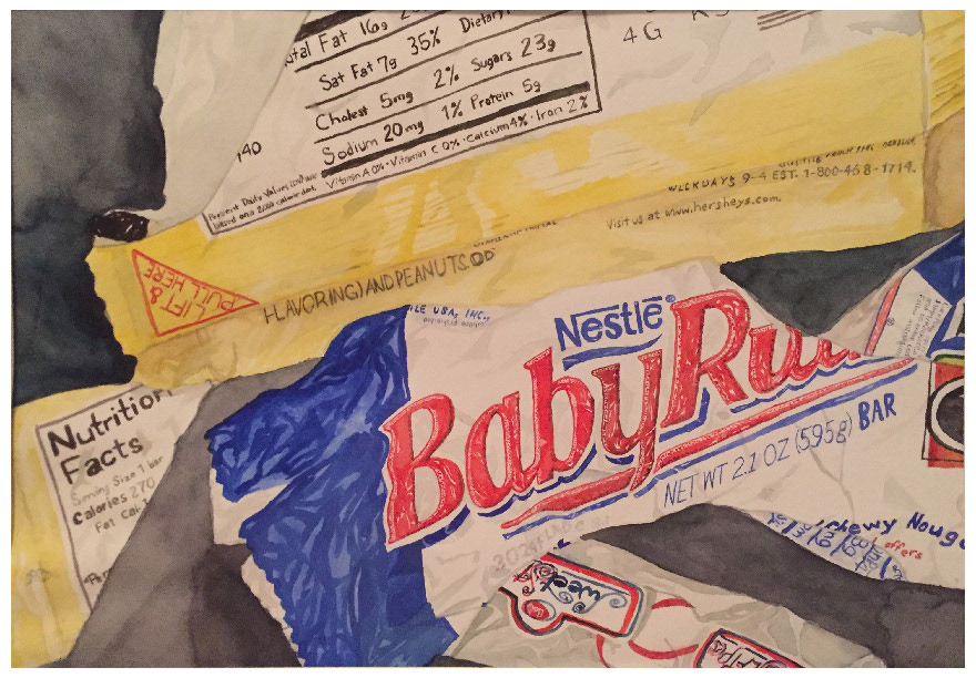 Watercolor candy wrapper