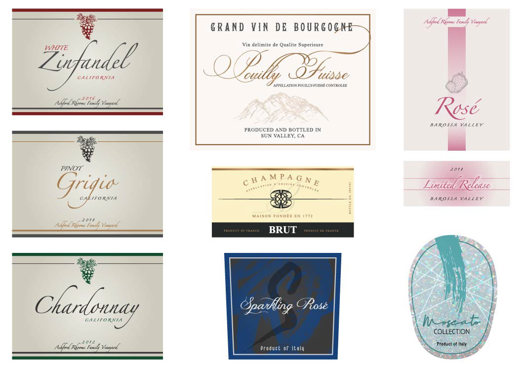 Wine/bottle labels - for television