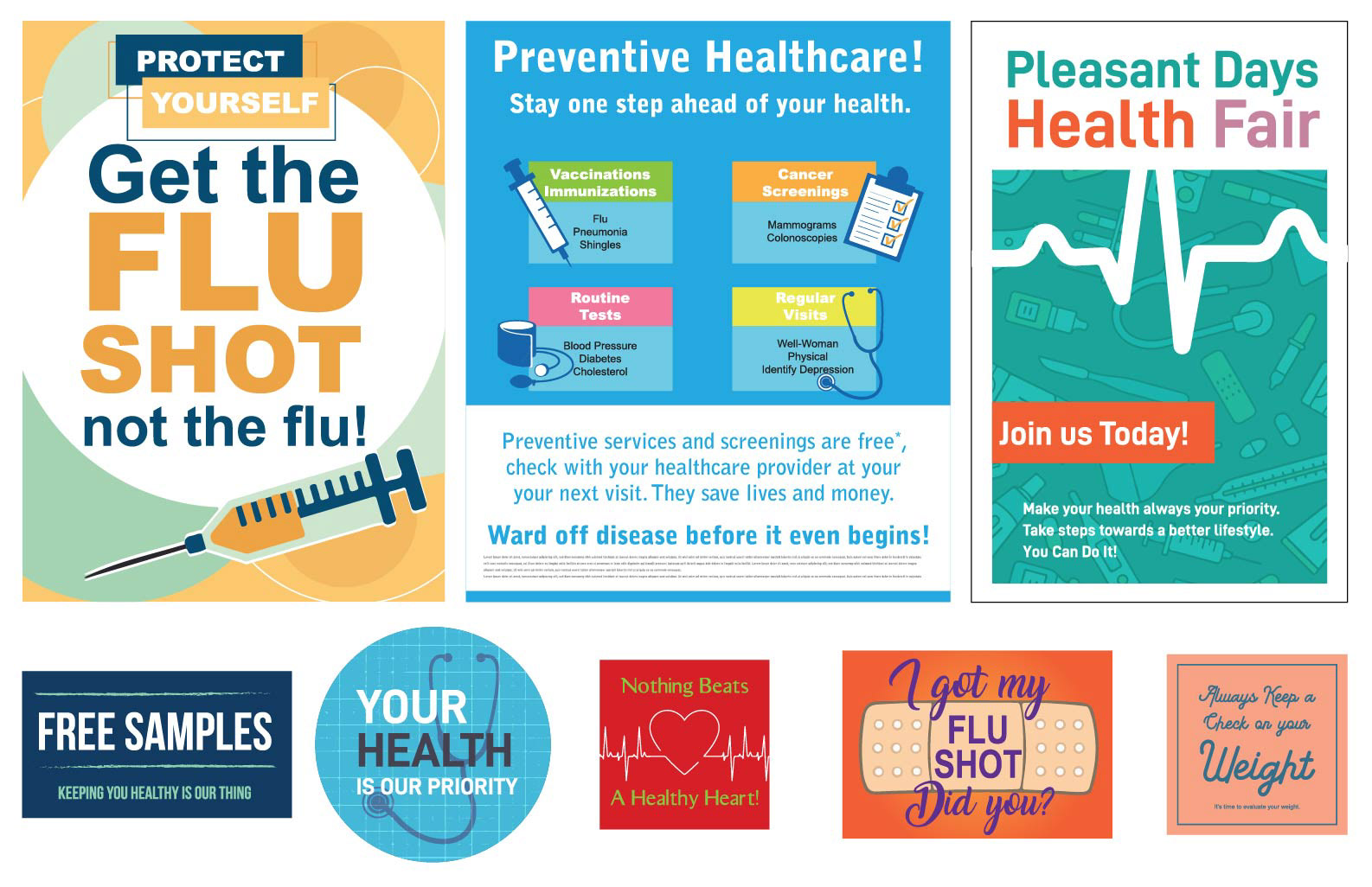 Health Fair branding - poster, stickers - for television