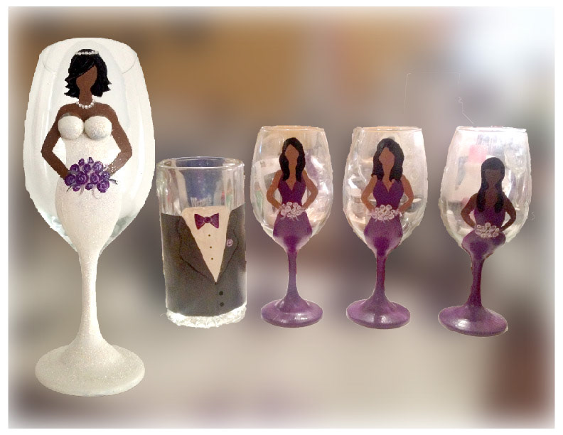 Painted wedding glasses