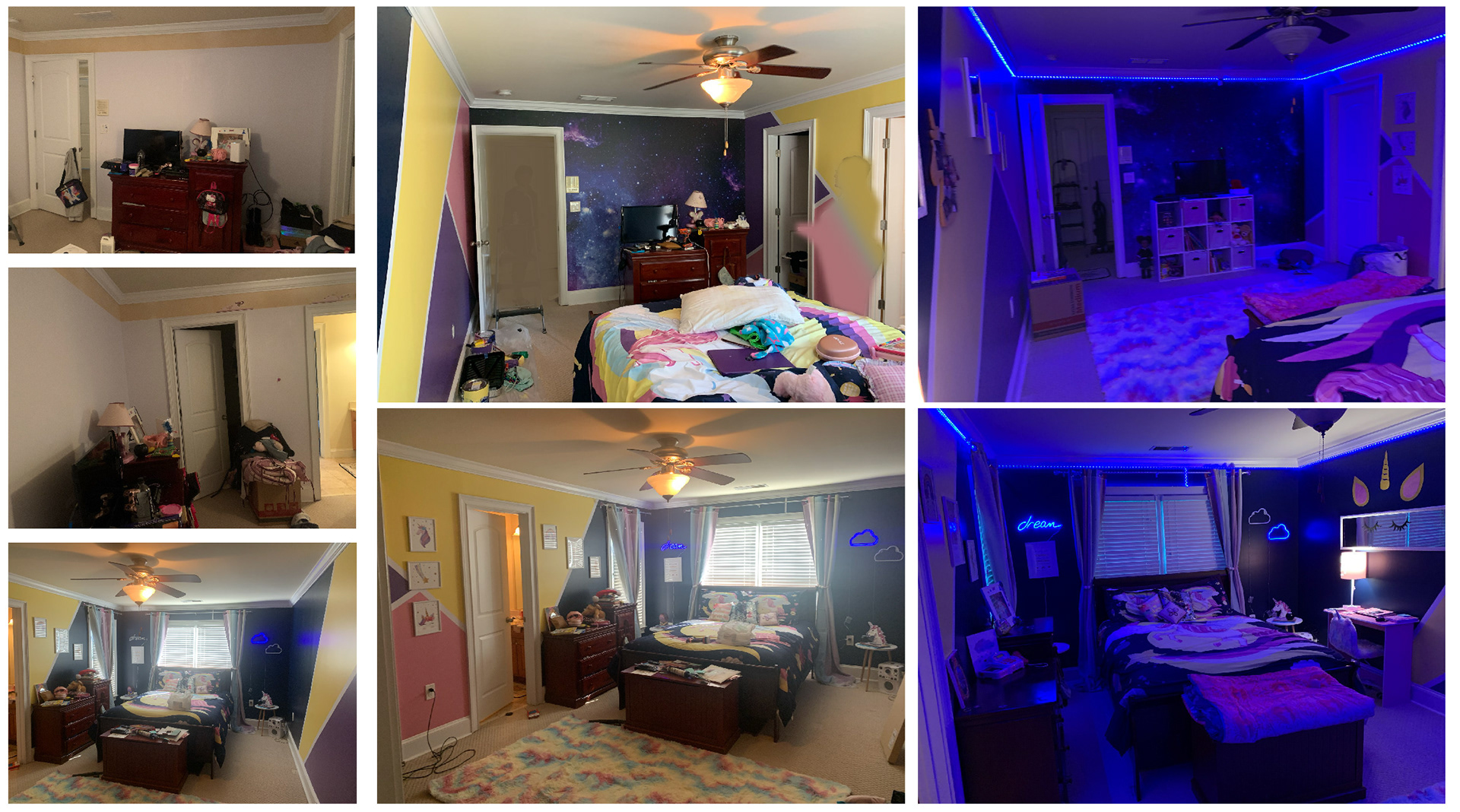 Galaxy Unicorn themed bedroom redesign