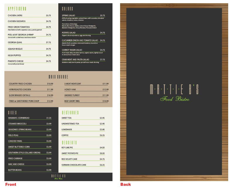 Menus - for television