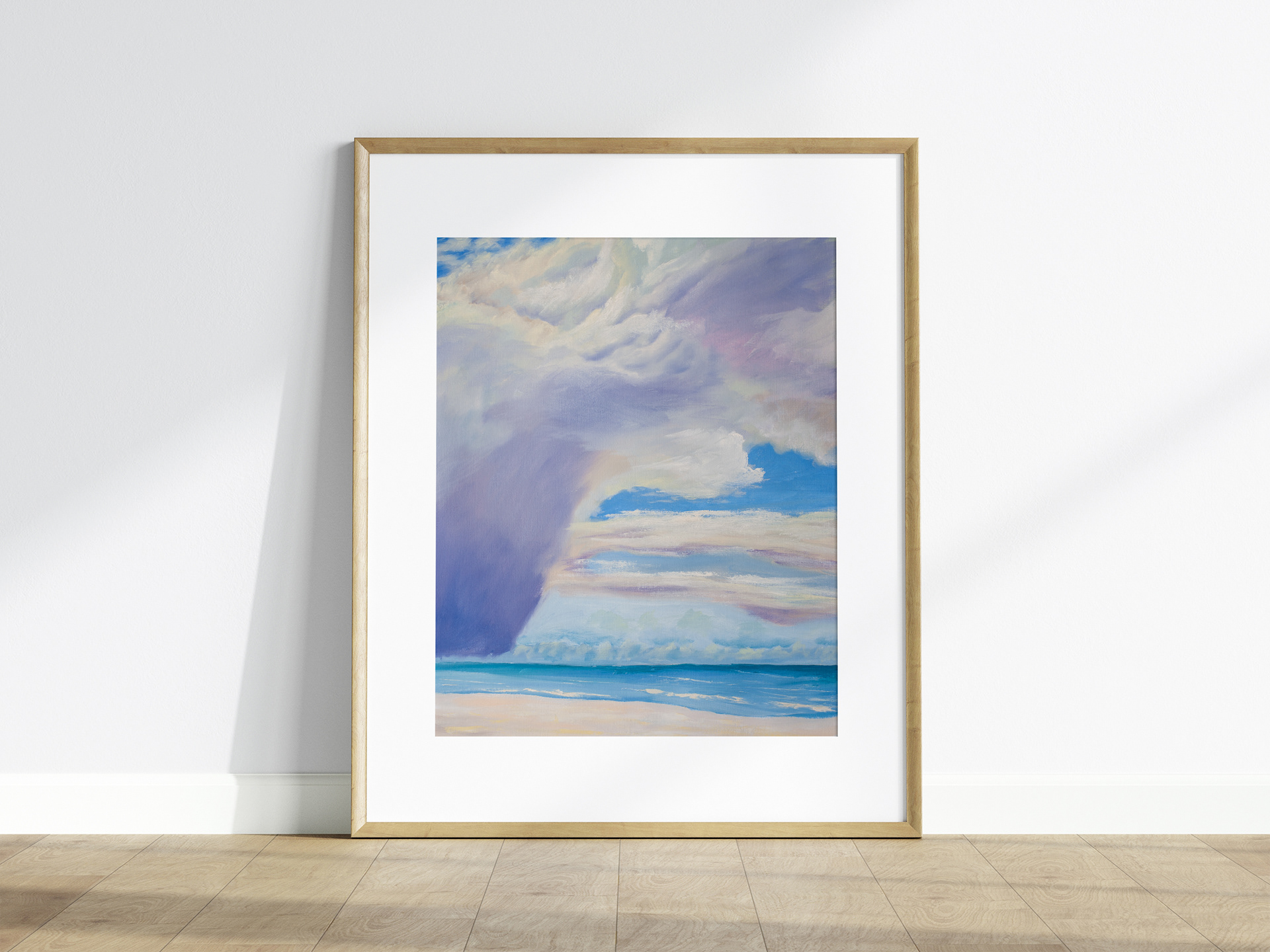 Oil painting of a storm cloud at Honeymoon Beach, Florida.