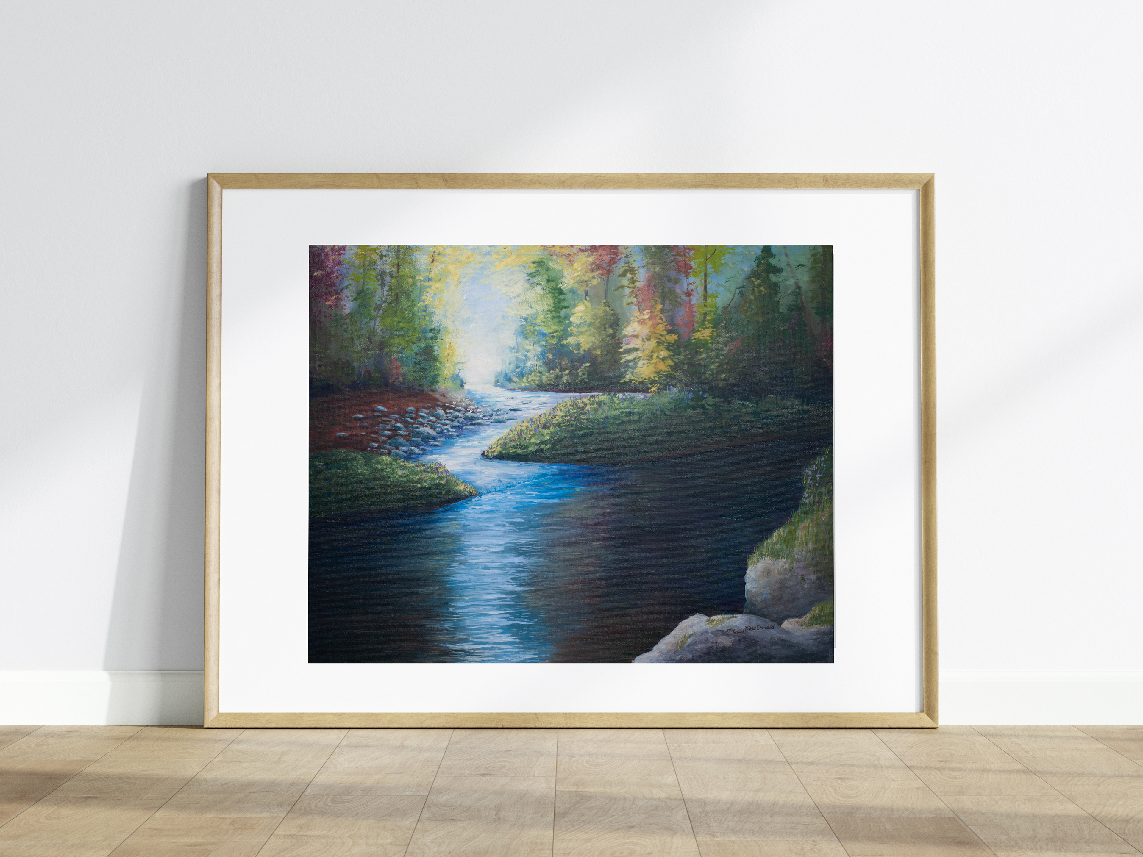 Oil painting of a Tennessee creek.