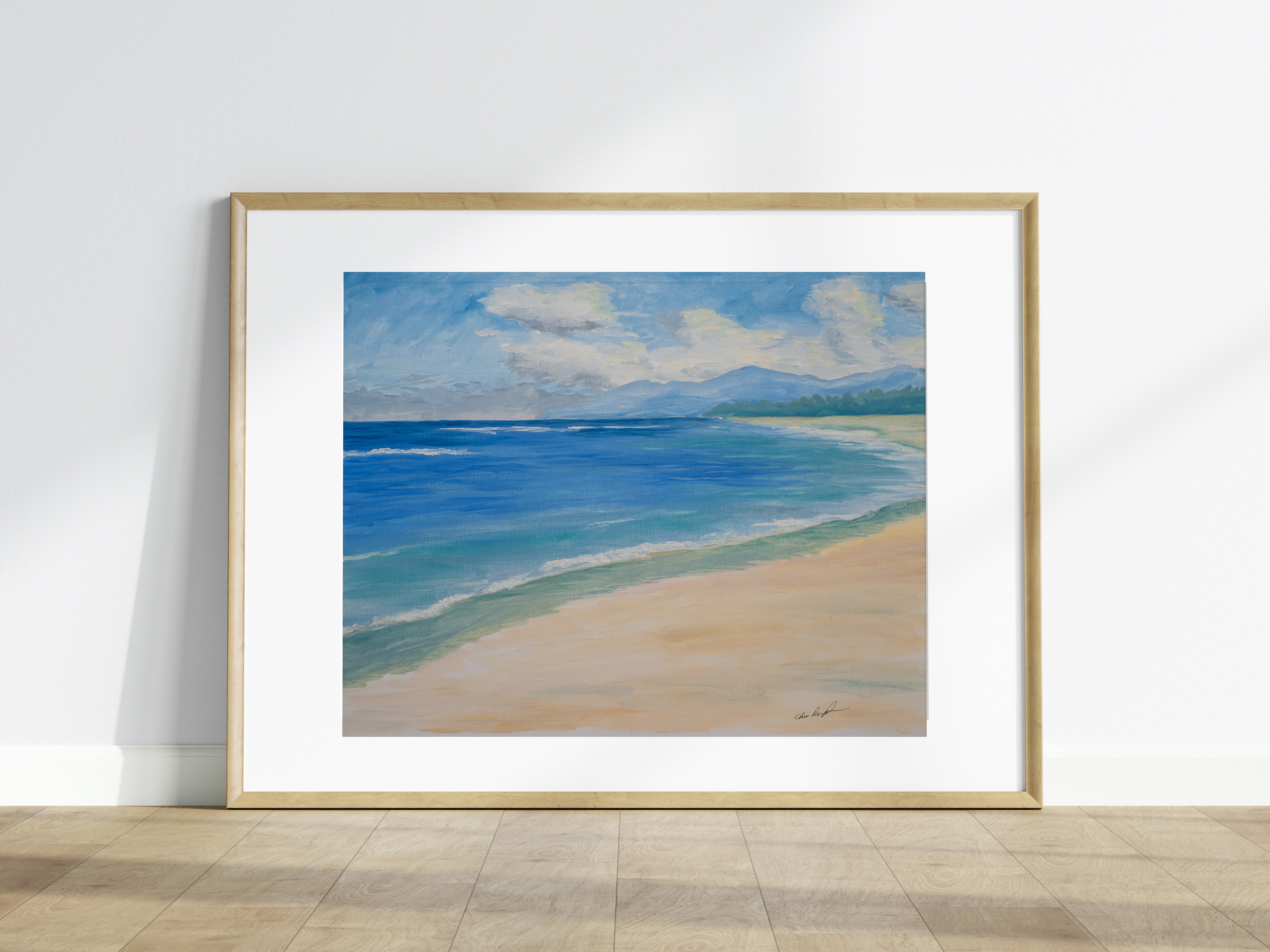 Oil painting study of a beach.