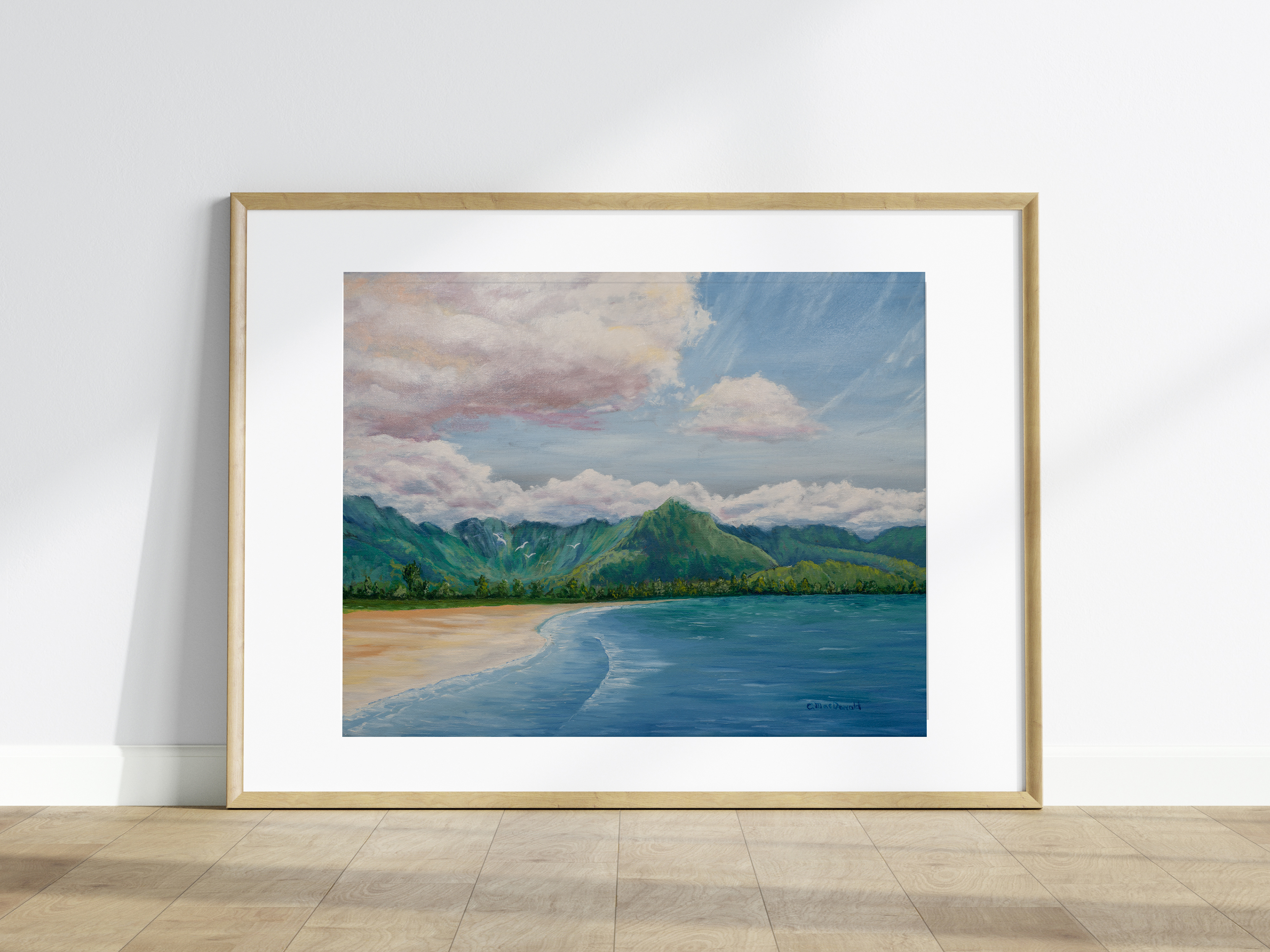 Oil painting of Hanalei Bay.