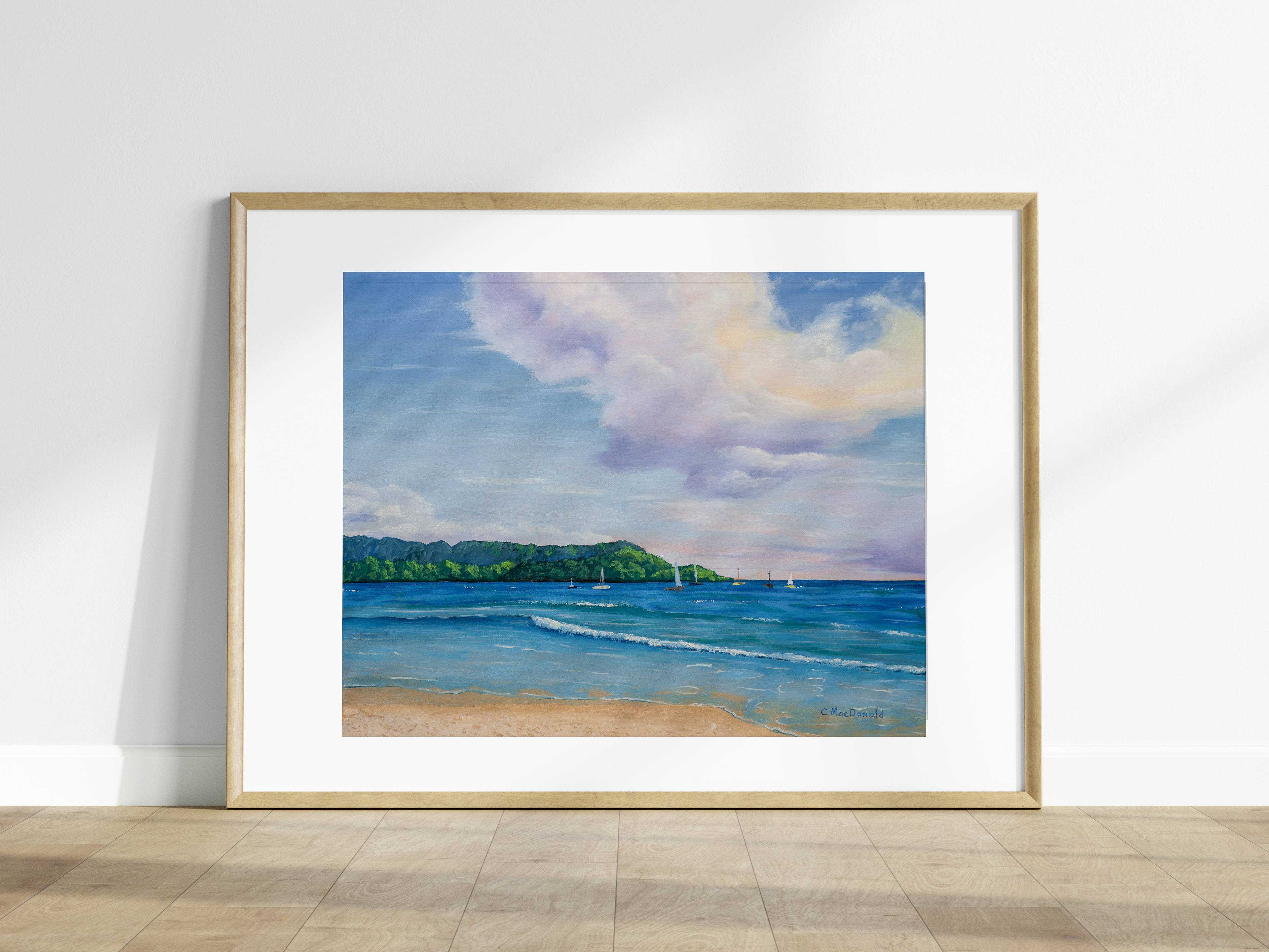 Oil painting of Hanalei Bay.