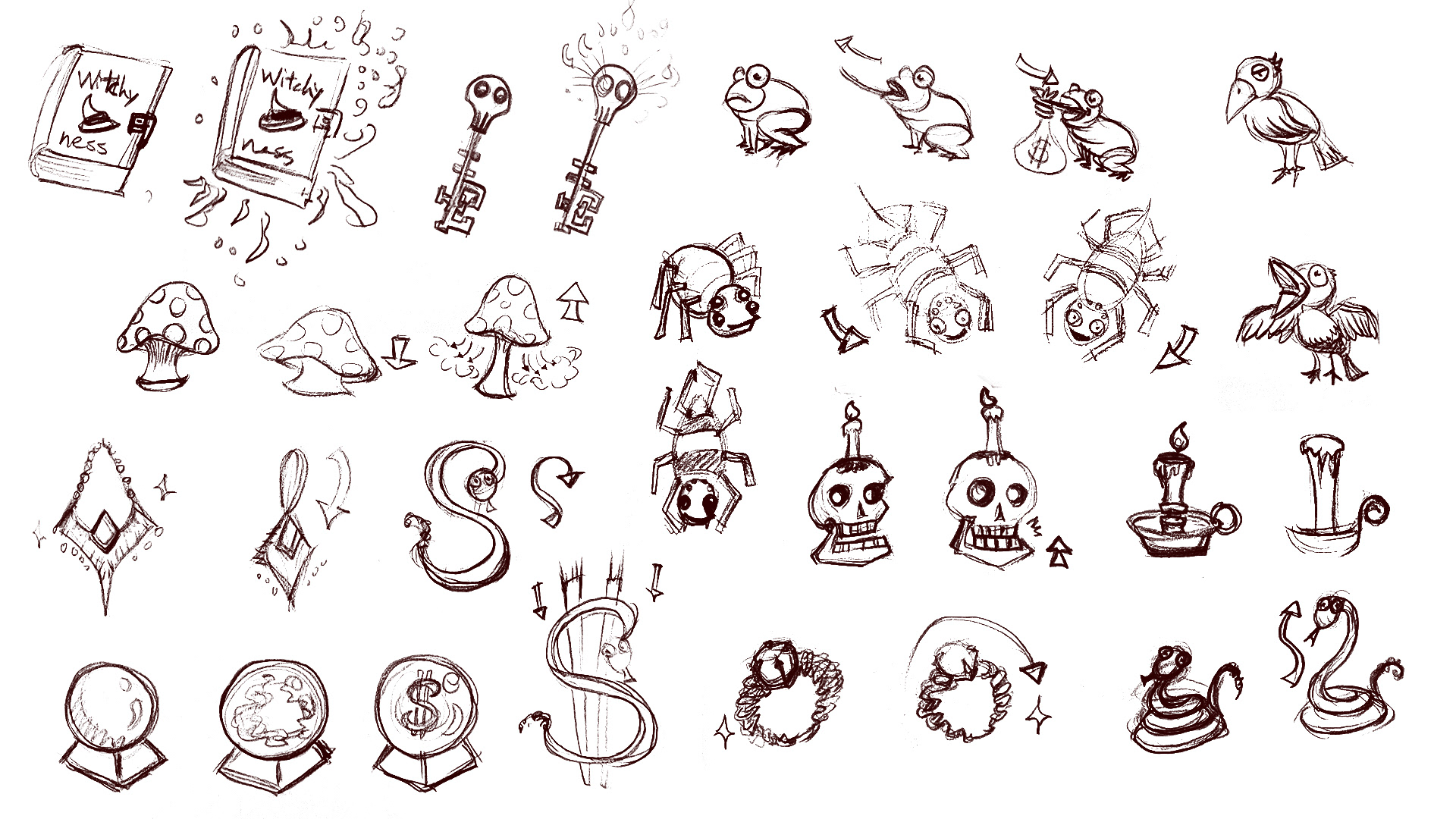 Symbol sketches. I went more in depth per symbol and came up how it could animate.