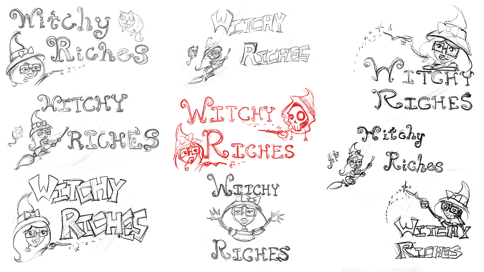 Logo design for the game titled "Witchy Riches"