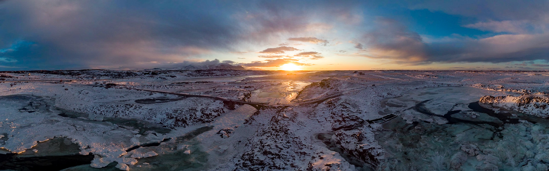 Sunset over Langárfoss waterfall