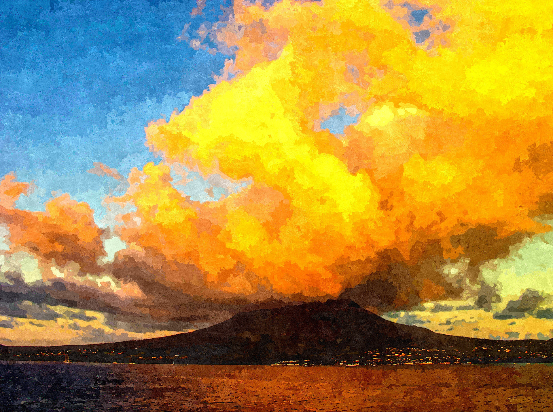 Sunset at Nevis. ©2004, Photo art by Corey Sandler ©2020