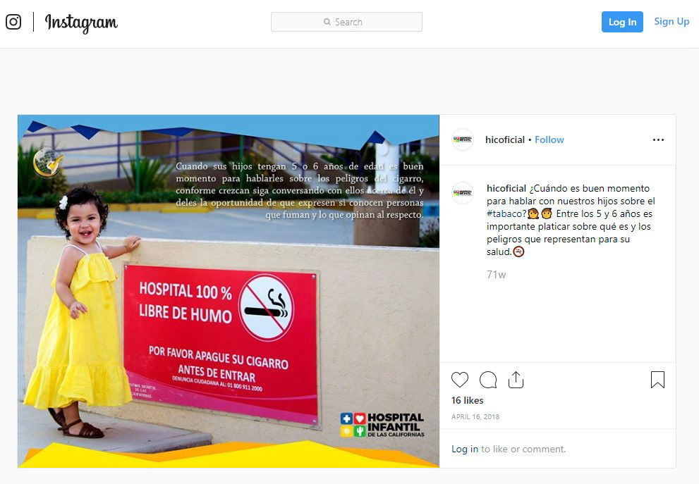 Posteriormente a la entrega de fotografías al cliente, diseñaron con su equipo de trabajo el calendario, y utilizaron también para crear diversos contenidos.  Imágenes cortesía de la pagina web y redes sociales del Hospital Infantil. 