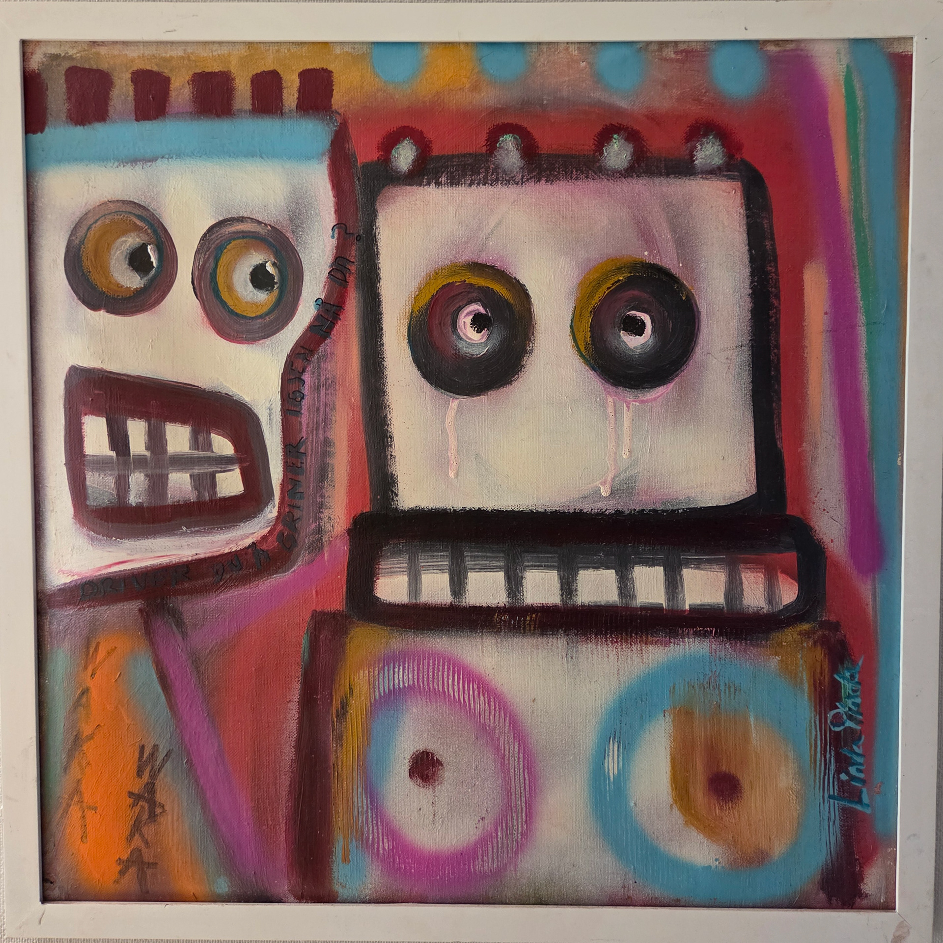 Sitter`u her og griner igjen nå? 53x53 cm