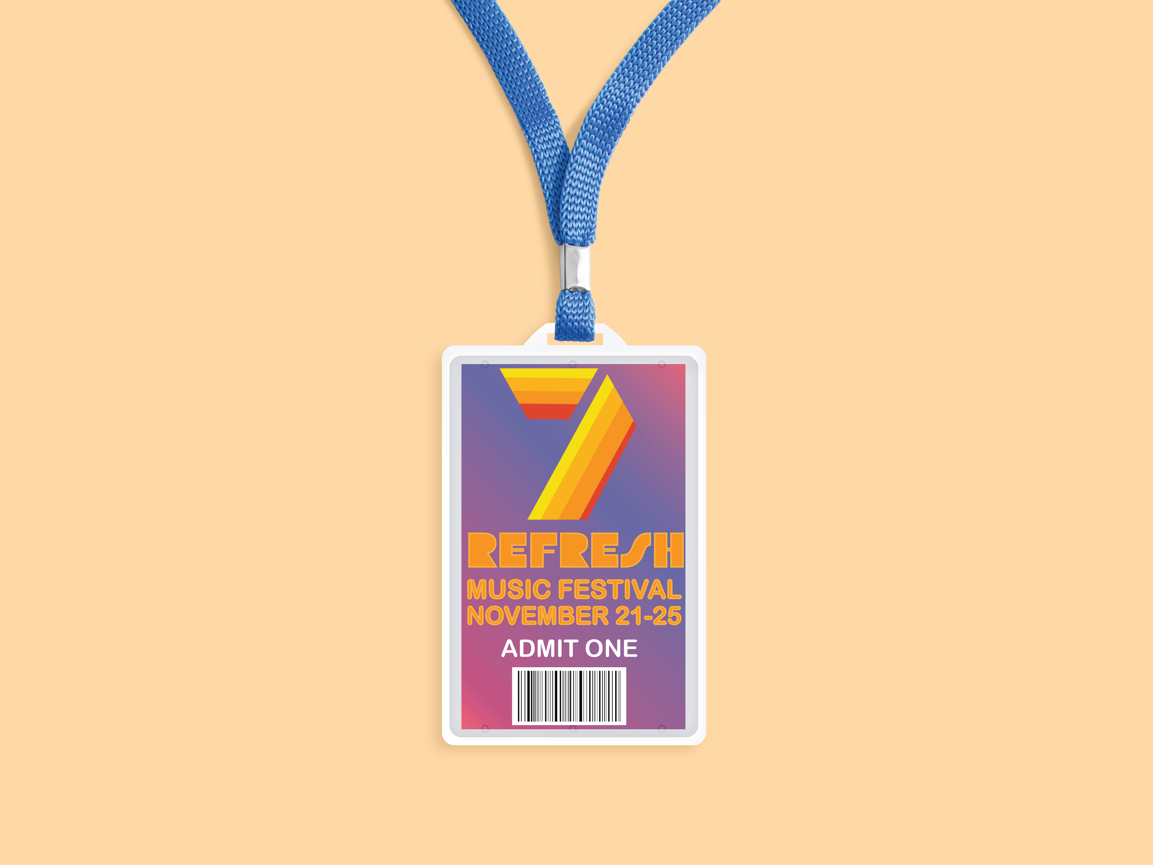 A lanyard mockup of the Channel 7 logo.