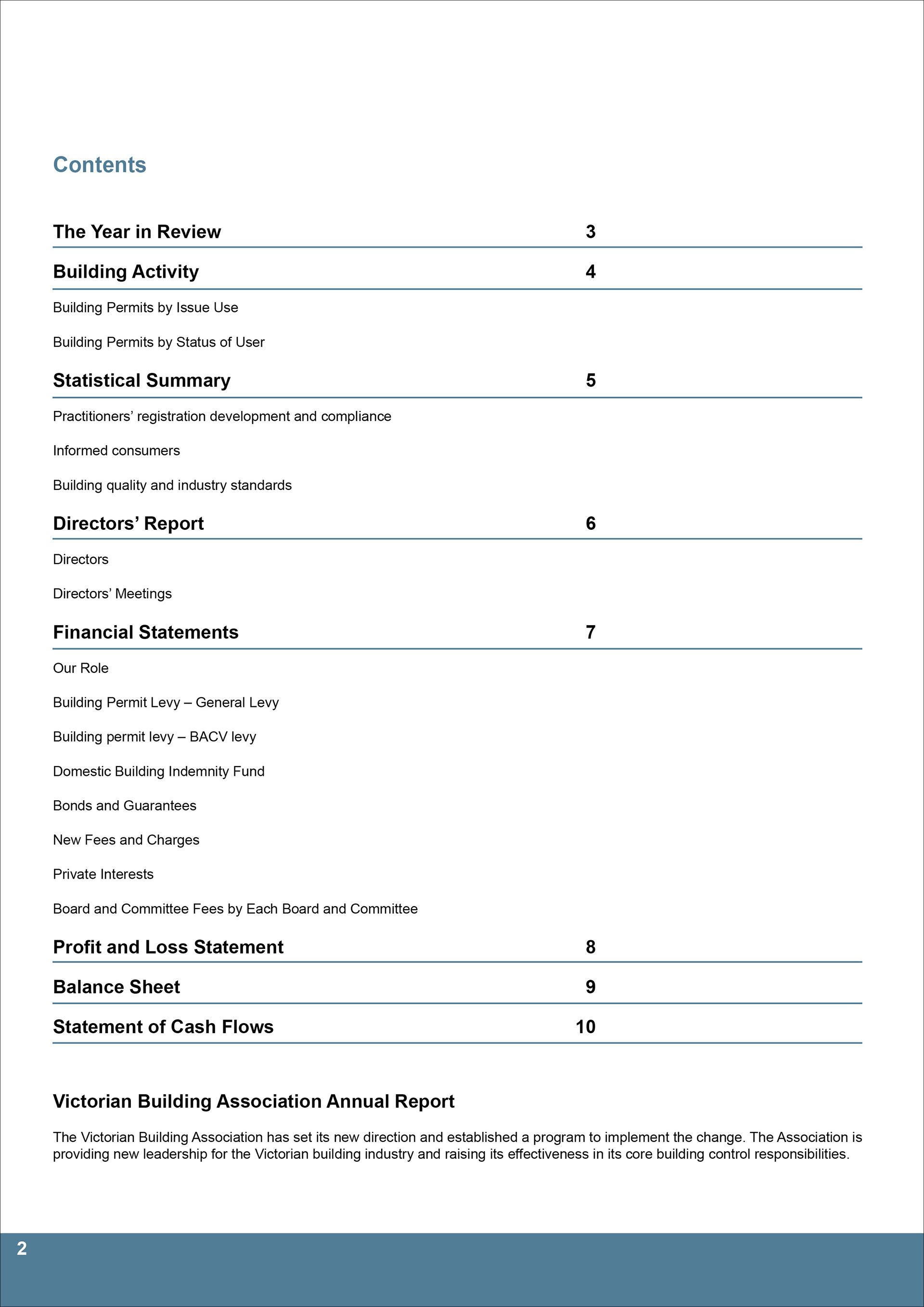 Table of contents with tabs and headings and subheadings.