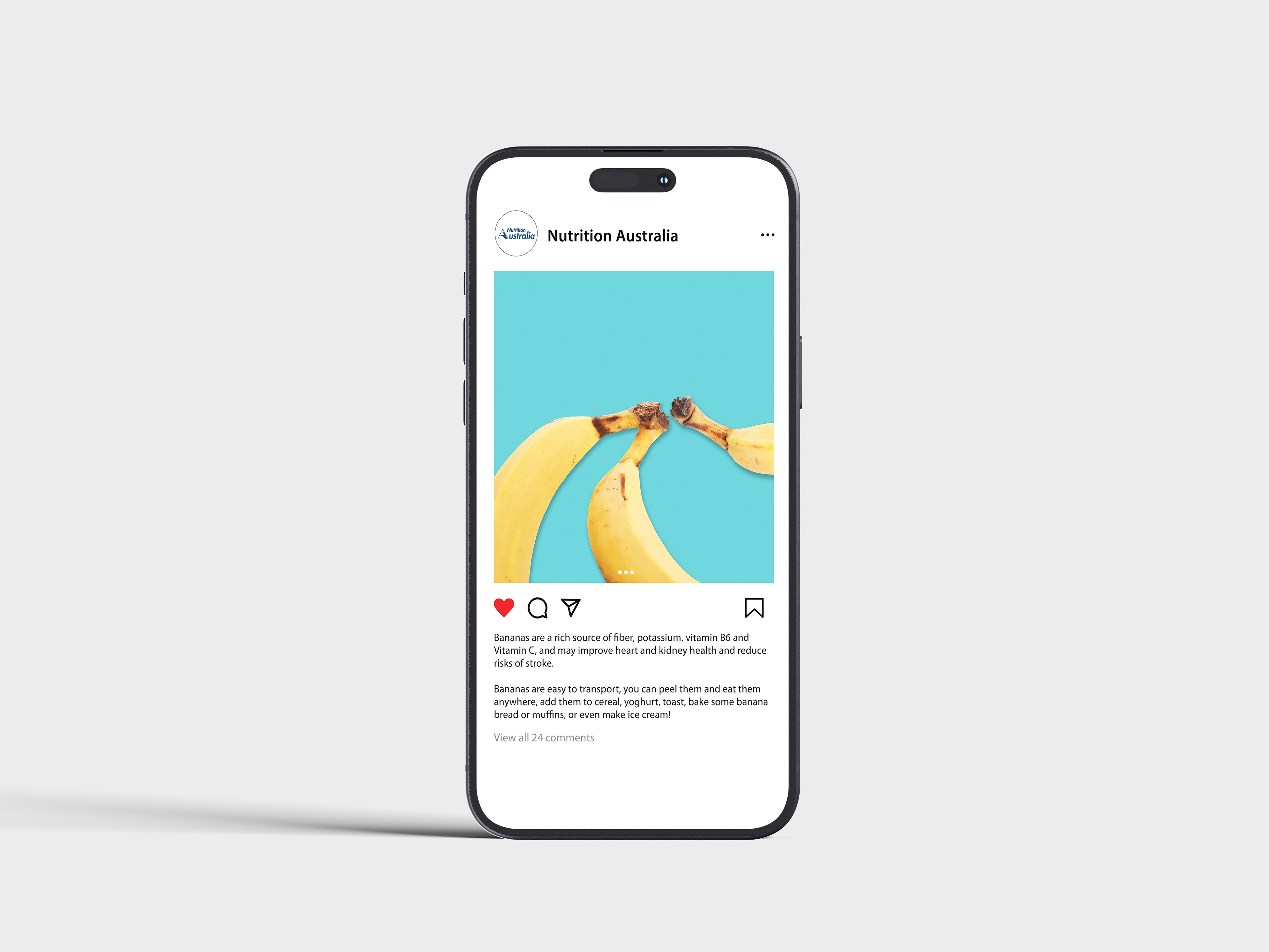 A mockup of the social media bananas post displayed on a phone screen.