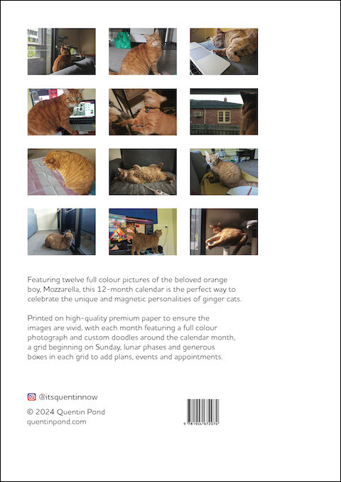Back cover of the calendar with each of the 12 images in the calendar.