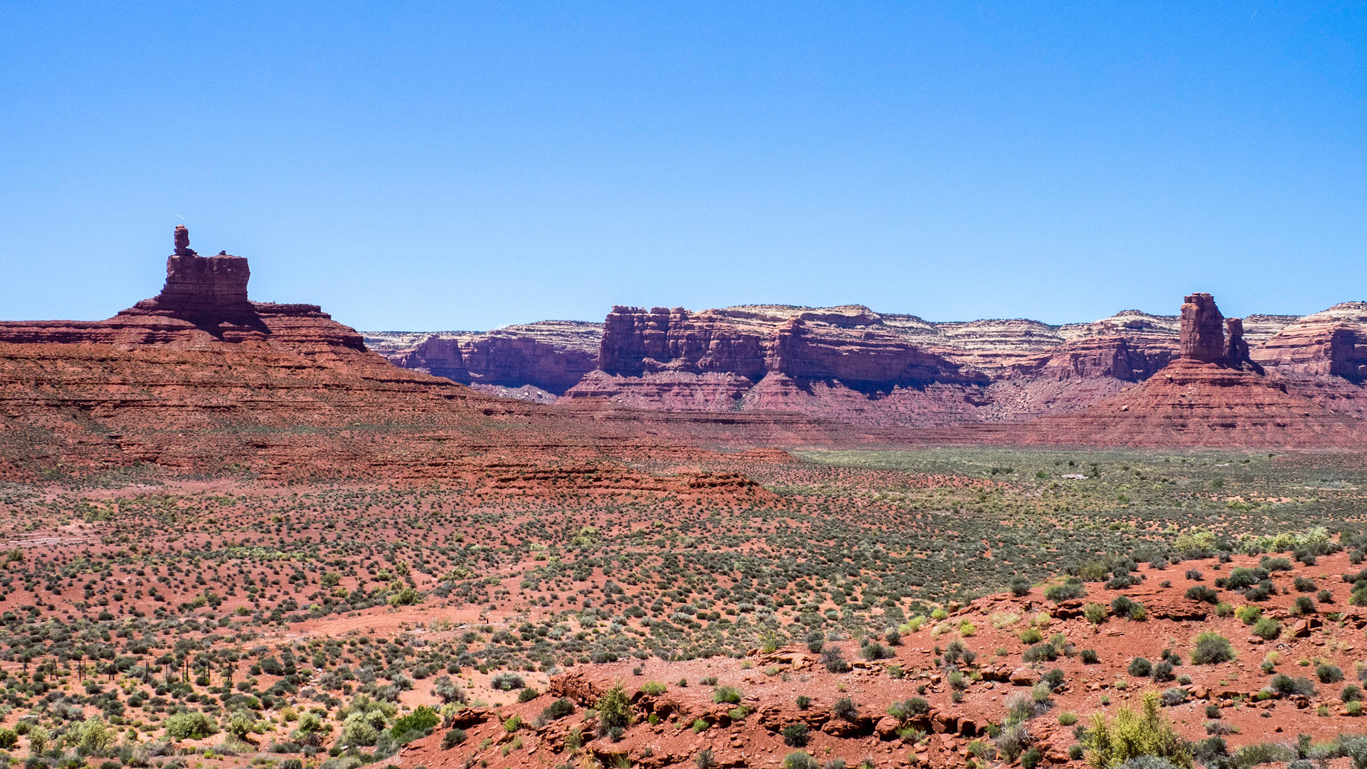 Balanced Rock and Castle Butte in the Valley of the Gods.
