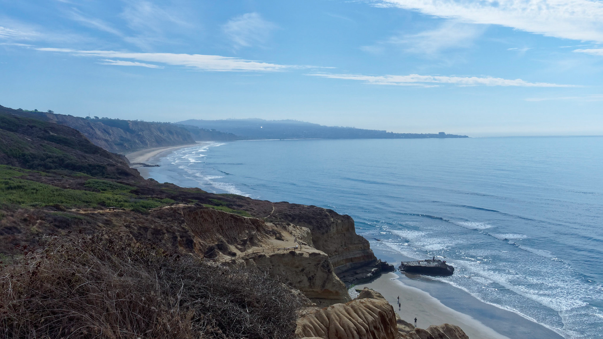 Looking south from Yucca Point, Torrey Pines State Park, towards La Jolla